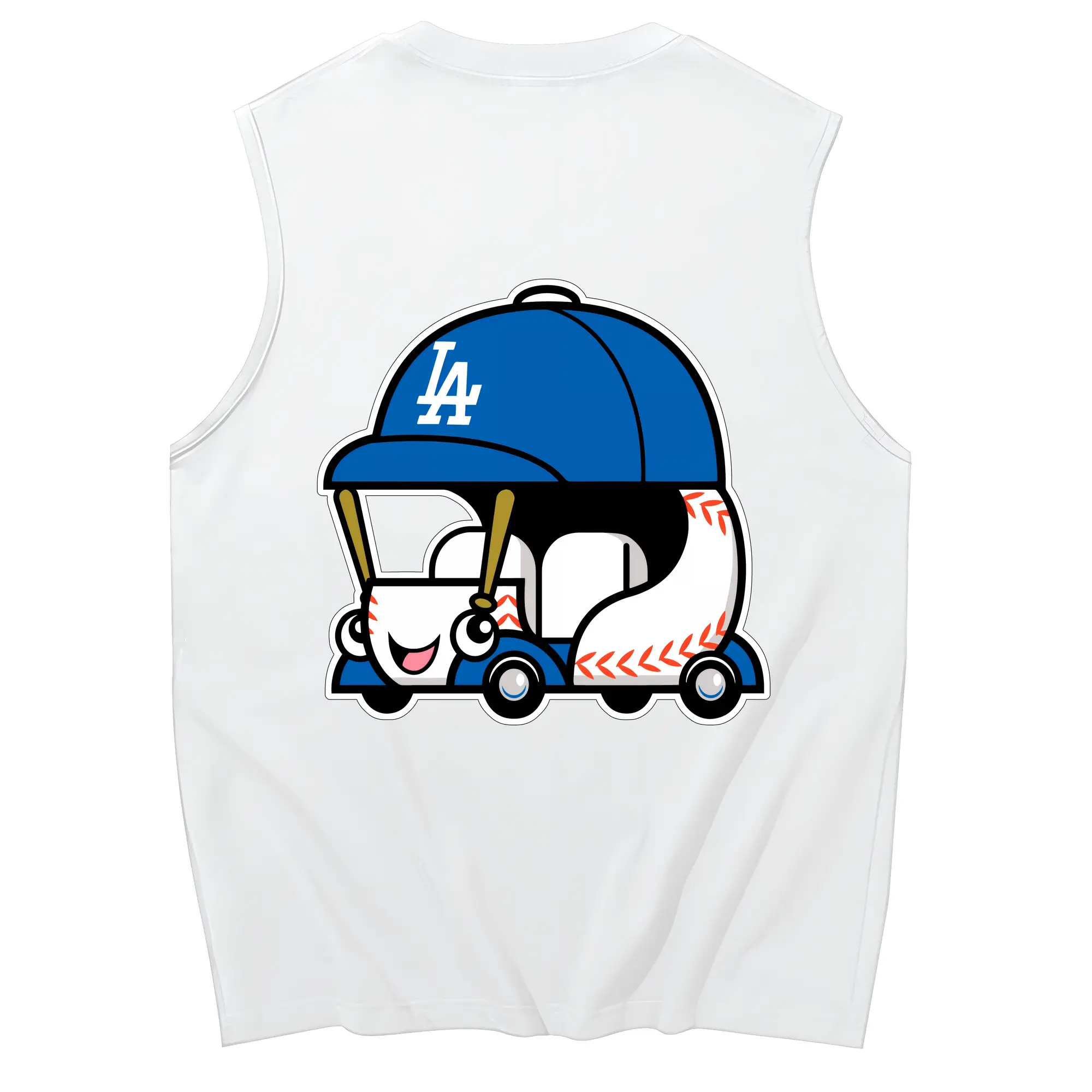 Cute Dodgers Bullpen Car Baseball - 230g Pure Cotton Tank Top With Back Heat Transfer Print – Soft, Lightweight, Fitted Design – Stylish & Comfortable Casual Wear For Sports & Everyday Use