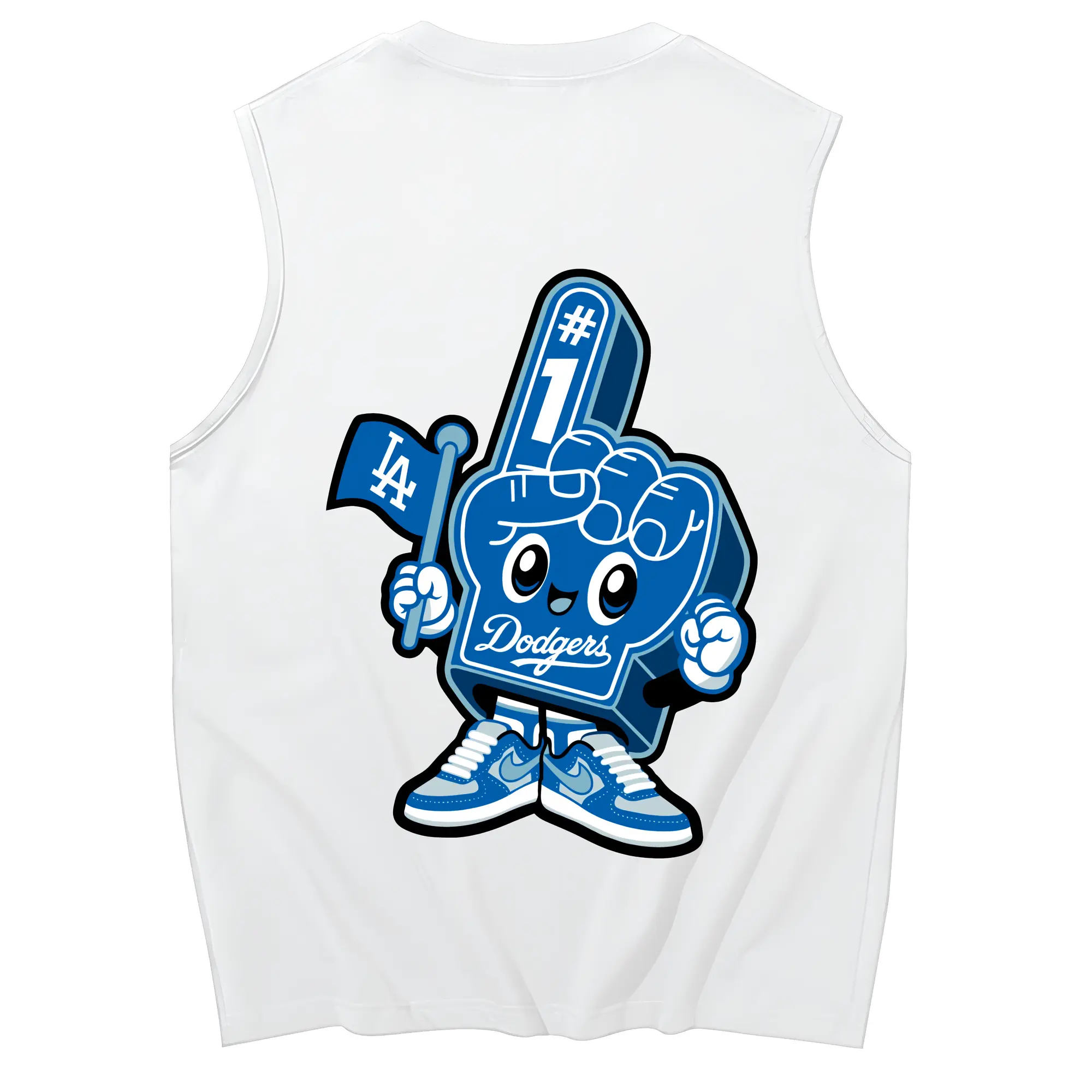 Cute Mr Dodger Foam Finger - 230g Pure Cotton Tank Top With Back Heat Transfer Print – Soft, Lightweight, Fitted Design – Stylish & Comfortable Casual Wear For Sports & Everyday Use