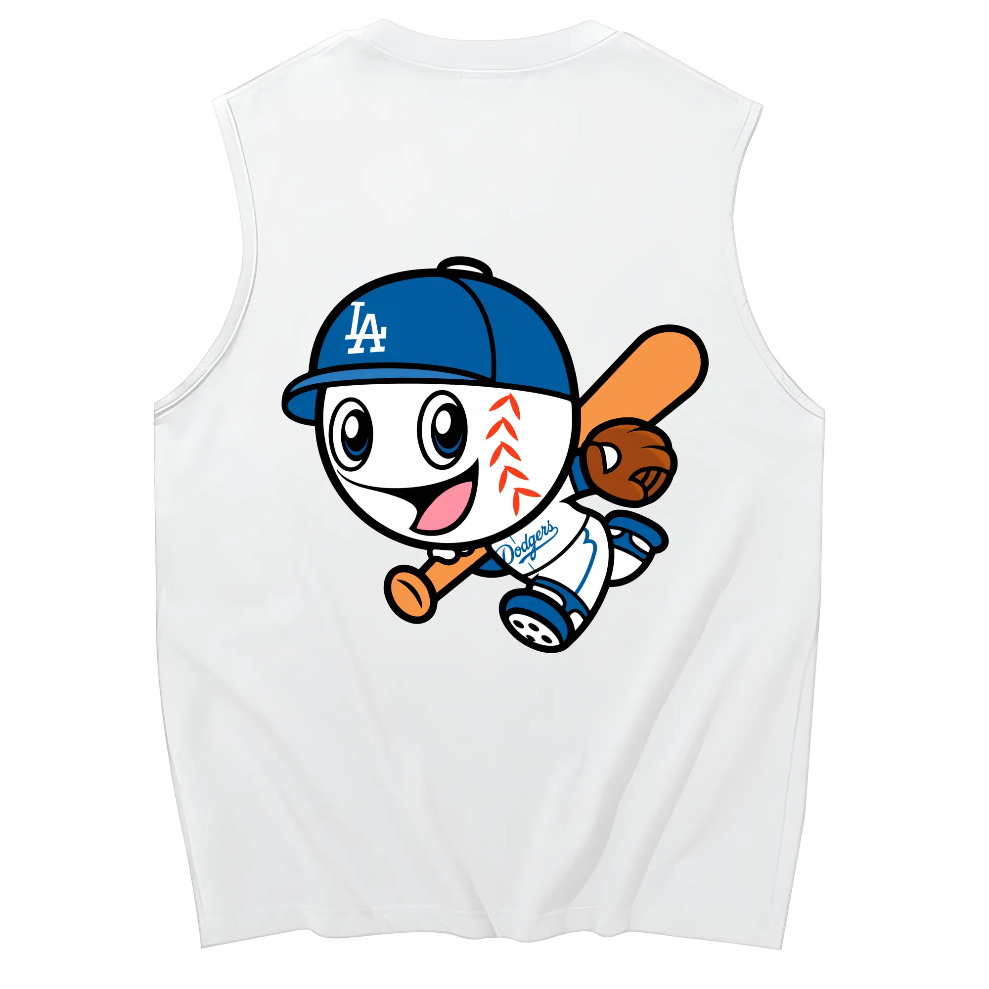 Cute Mr Dodger Running Play Baseball - 230g Pure Cotton Tank Top With Back Heat Transfer Print – Soft, Lightweight, Fitted Design – Stylish & Comfortable Casual Wear For Sports & Everyday Use