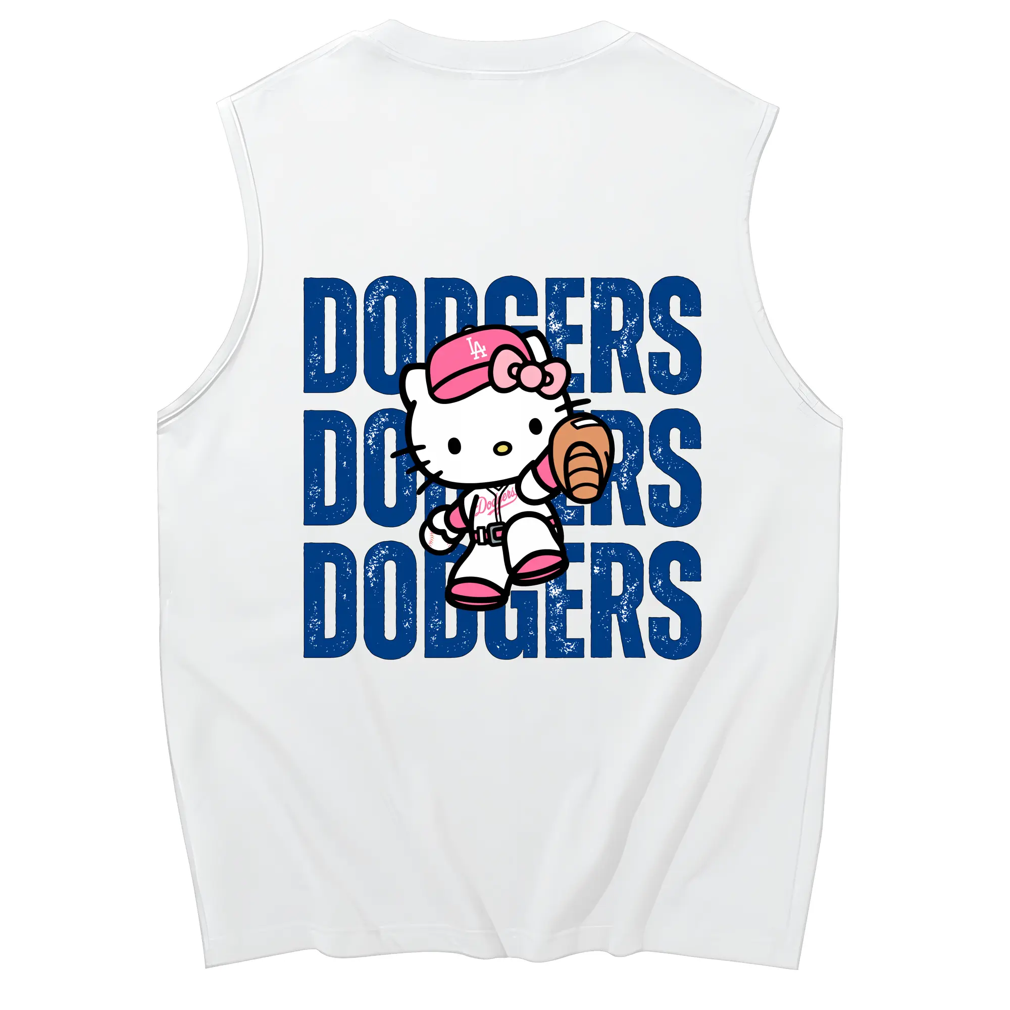 Dodgers Baseball Hello Kitty - 230g Pure Cotton Tank Top With Back Heat Transfer Print – Soft, Lightweight, Fitted Design – Stylish & Comfortable Casual Wear For Sports & Everyday Use
