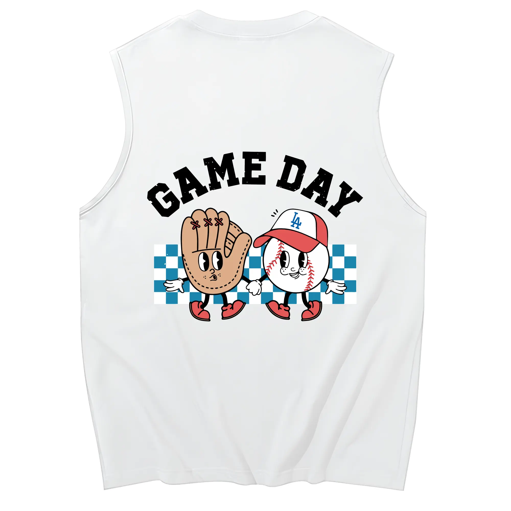 Game Day Los Angeles Dodgers Baseball - 230g Pure Cotton Tank Top With Back Heat Transfer Print – Soft, Lightweight, Fitted Design – Stylish & Comfortable Casual Wear For Sports & Everyday Use
