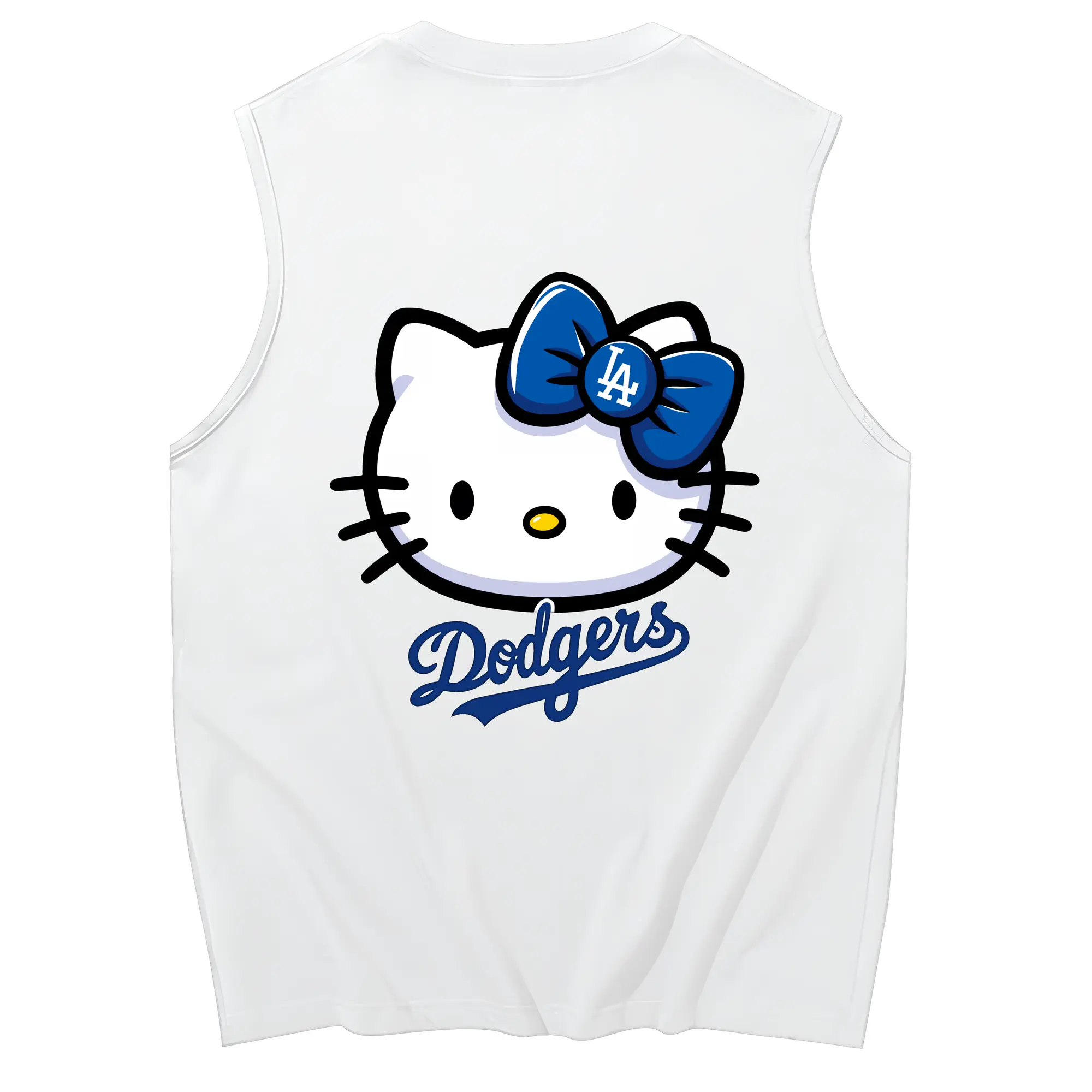 Hello Kitty Baseball LA Dodgers - 230g Pure Cotton Tank Top With Back Heat Transfer Print – Soft, Lightweight, Fitted Design – Stylish & Comfortable Casual Wear For Sports & Everyday Use