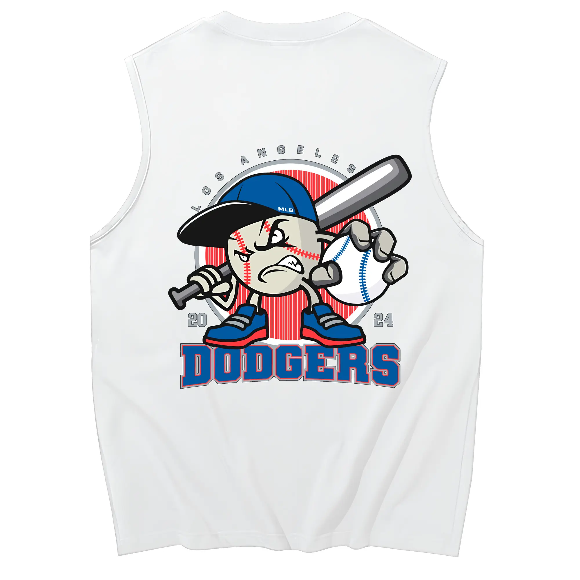Los Angeles Baseball 2024 Season Dodgers - 230g Pure Cotton Tank Top With Back Heat Transfer Print – Soft, Lightweight, Fitted Design – Stylish & Comfortable Casual Wear For Sports & Everyday Use