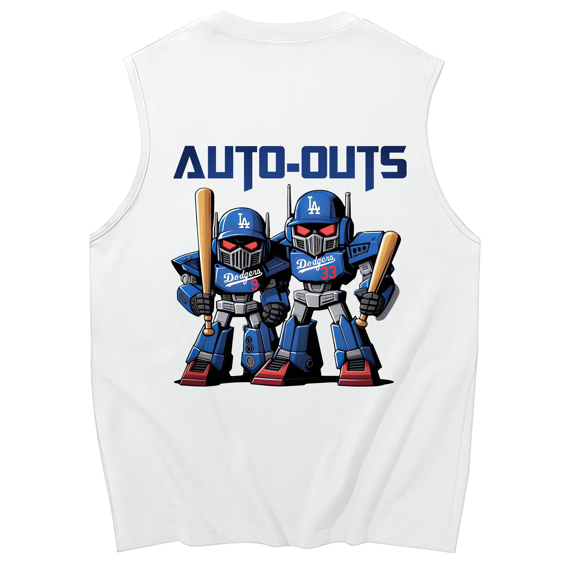 Los Angeles Dodgers Baseball Auto Outs - 230g Pure Cotton Tank Top With Back Heat Transfer Print – Soft, Lightweight, Fitted Design – Stylish & Comfortable Casual Wear For Sports & Everyday Use
