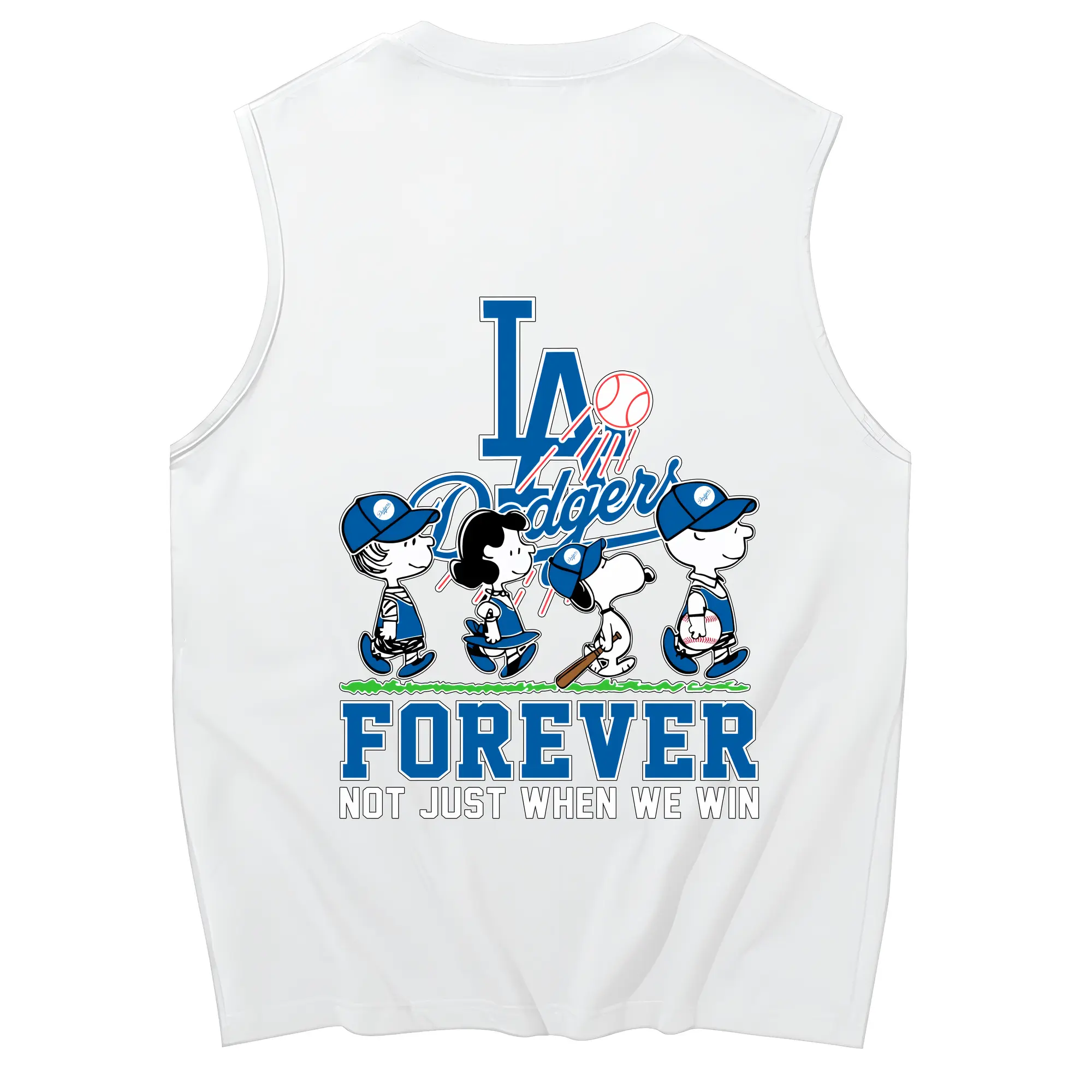 Los Angeles Dodgers Baseball Forever Not Just When We Win - 230g Pure Cotton Tank Top With Back Heat Transfer Print – Soft, Lightweight, Fitted Design – Stylish & Comfortable Casual Wear For Sports & Everyday Use