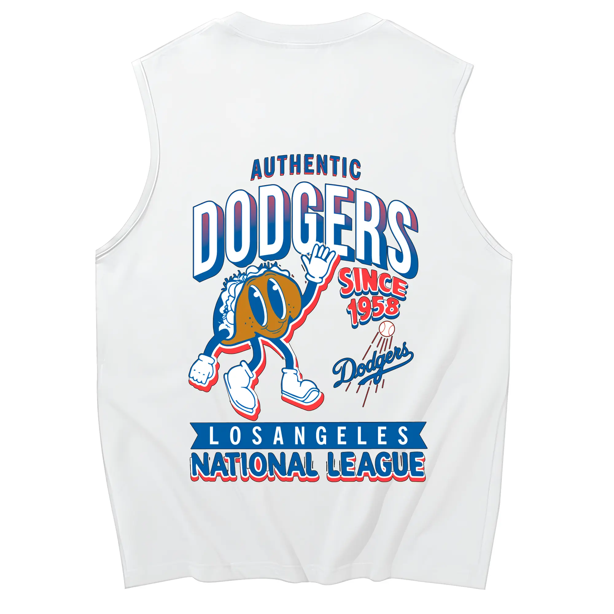 Los Angeles Dodgers Collection Food 2024 - 230g Pure Cotton Tank Top With Back Heat Transfer Print – Soft, Lightweight, Fitted Design – Stylish & Comfortable Casual Wear For Sports & Everyday Use