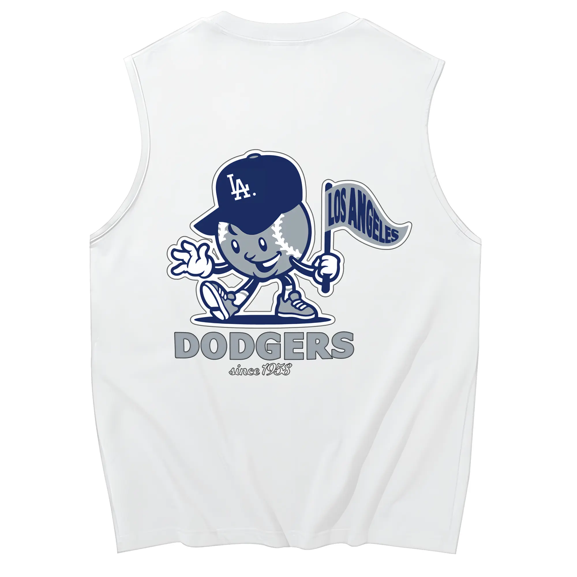 Los Angeles Dodgers Since 1958 Baseball - 230g Pure Cotton Tank Top With Back Heat Transfer Print – Soft, Lightweight, Fitted Design – Stylish & Comfortable Casual Wear For Sports & Everyday Use