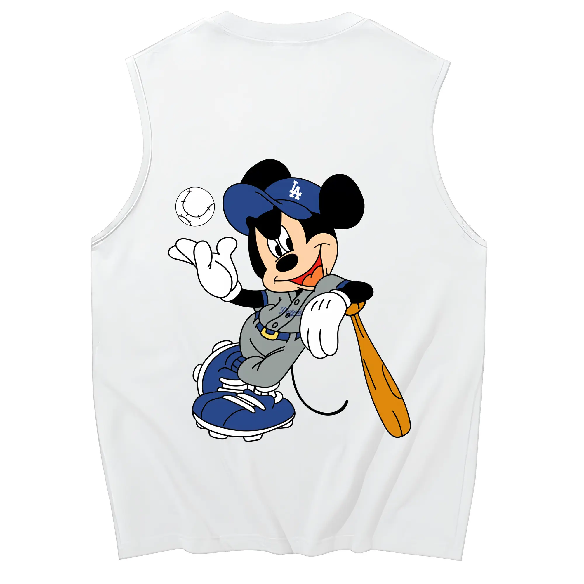 Mickey Mouse Los Angeles Dodgers 1 - 230g Pure Cotton Tank Top With Back Heat Transfer Print – Soft, Lightweight, Fitted Design – Stylish & Comfortable Casual Wear For Sports & Everyday Use
