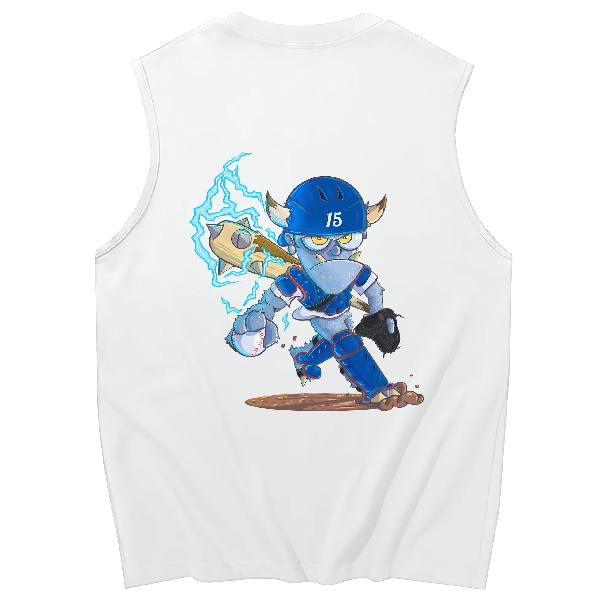 Monster Barnesy Los Angeles Dodgers - 230g Pure Cotton Tank Top With Back Heat Transfer Print – Soft, Lightweight, Fitted Design – Stylish & Comfortable Casual Wear For Sports & Everyday Use