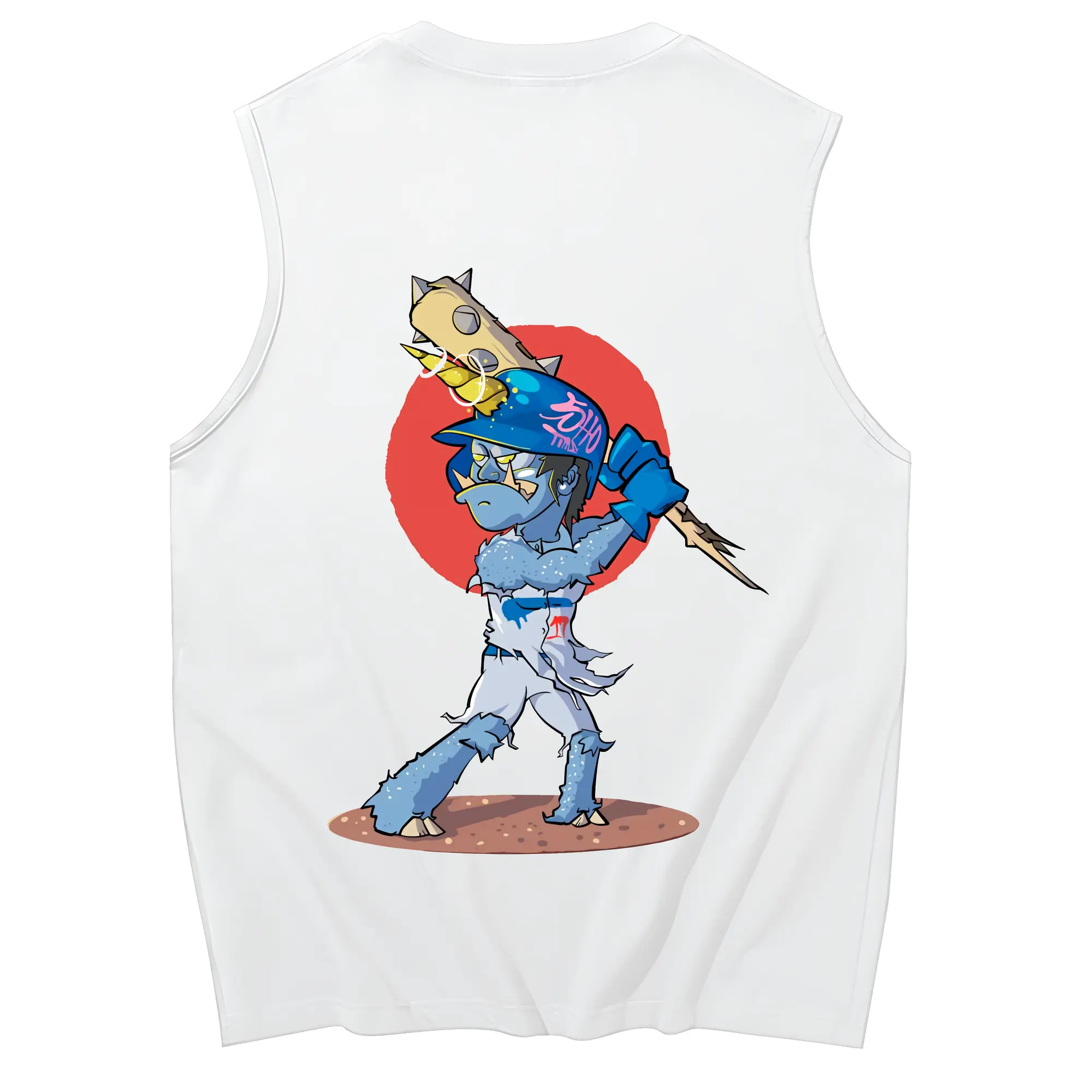 Monster Sho Los Angeles Dodgers - 230g Pure Cotton Tank Top With Back Heat Transfer Print – Soft, Lightweight, Fitted Design – Stylish & Comfortable Casual Wear For Sports & Everyday Use