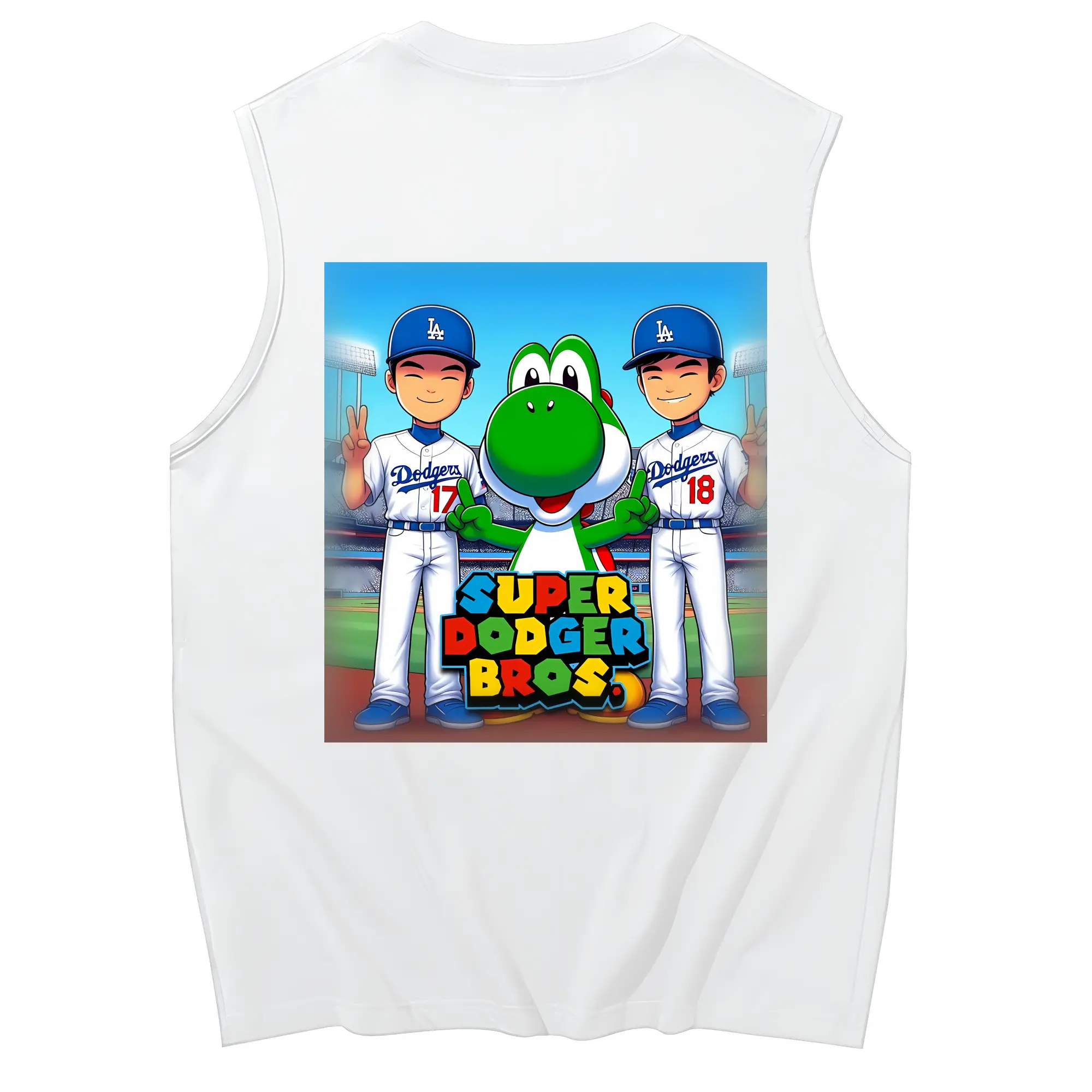 The Super Dodger Bros Los Angeles Baseball - 230g Pure Cotton Tank Top With Back Heat Transfer Print – Soft, Lightweight, Fitted Design – Stylish & Comfortable Casual Wear For Sports & Everyday Use