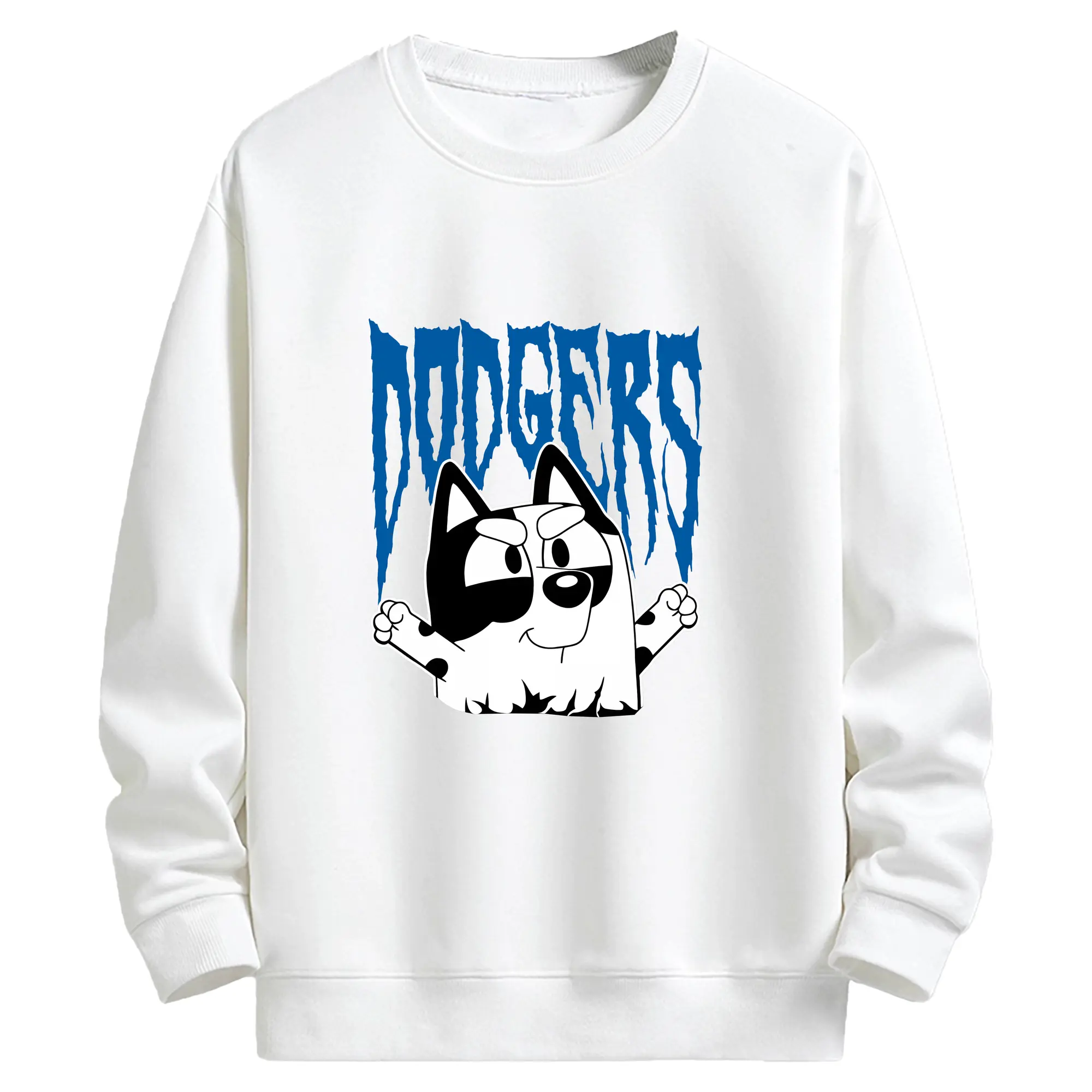 Bluey Muffin Los Angeles Dodgers MLB - Kids Crewneck Sweatshirt With Front Heat Transfer Print – 80% Cotton 20% Polyester – Soft, Durable & Comfortable – Ideal For Sports, Casual Wear & Everyday Activities