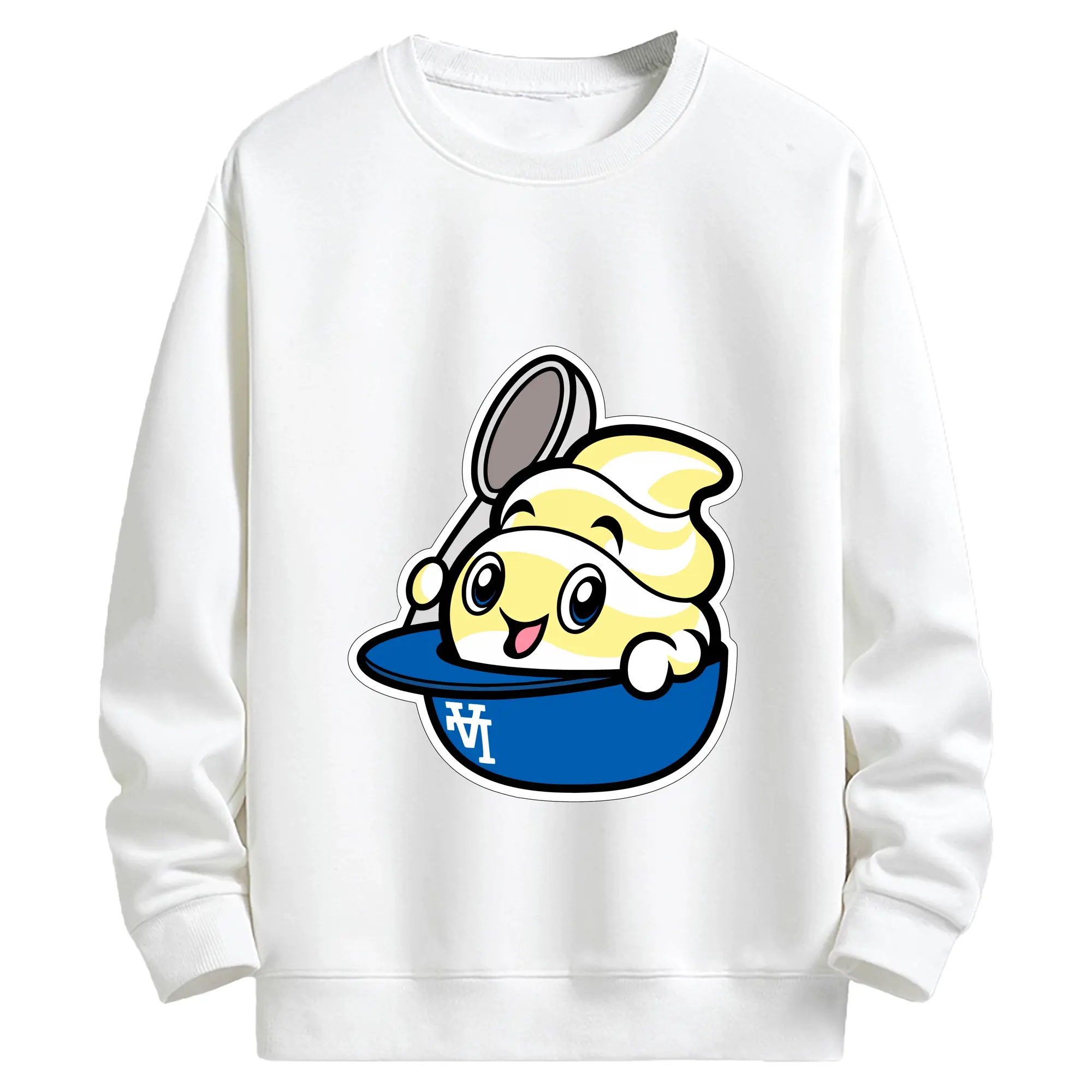 Dole Whip Dodgers Los Angeles Baseball - Kids Crewneck Sweatshirt With Front Heat Transfer Print – 80% Cotton 20% Polyester – Soft, Durable & Comfortable – Ideal For Sports, Casual Wear & Everyday Activities