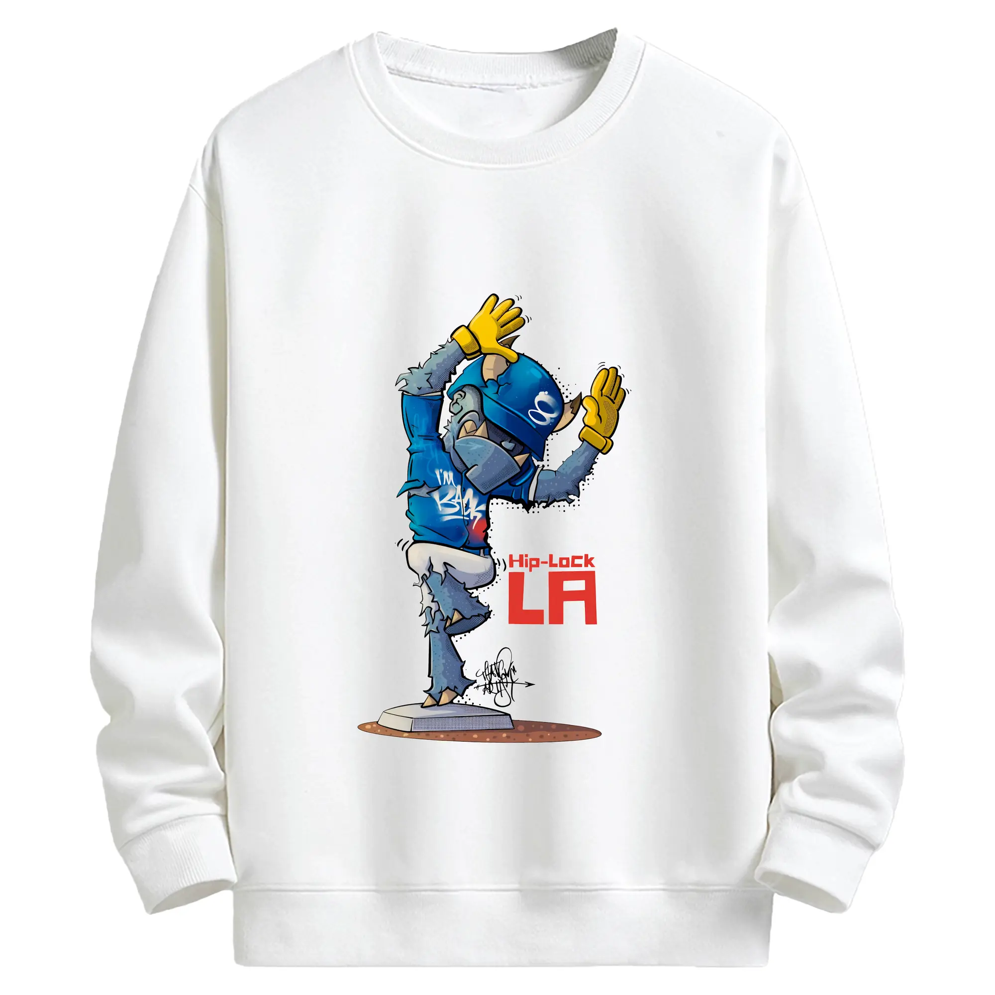 Funny Los Angeles Dodgers Monster Celebration Hip Lock - Kids Crewneck Sweatshirt With Front Heat Transfer Print – 80% Cotton 20% Polyester – Soft, Durable & Comfortable – Ideal For Sports, Casual Wear & Everyday Activities