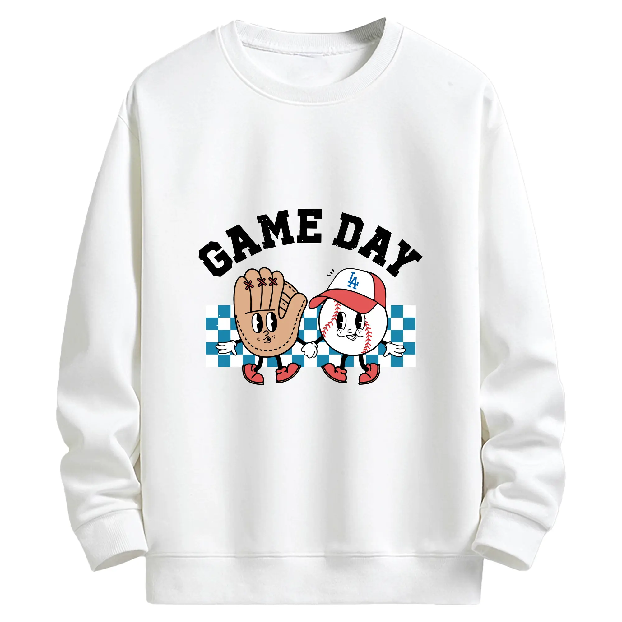 Game Day Los Angeles Dodgers Baseball - Kids Crewneck Sweatshirt With Front Heat Transfer Print – 80% Cotton 20% Polyester – Soft, Durable & Comfortable – Ideal For Sports, Casual Wear & Everyday Activities