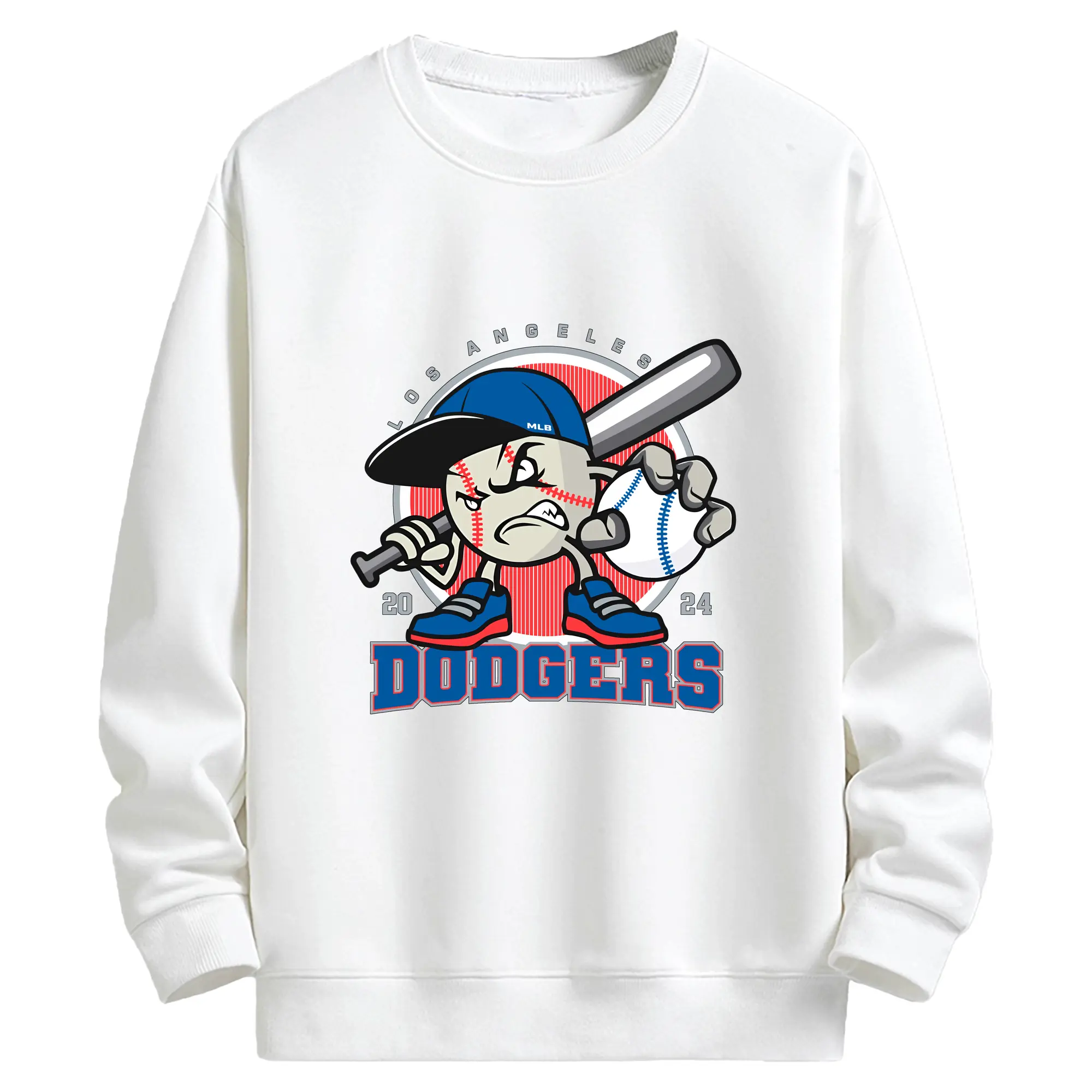 Los Angeles Baseball 2024 Season Dodgers - Kids Crewneck Sweatshirt With Front Heat Transfer Print – 80% Cotton 20% Polyester – Soft, Durable & Comfortable – Ideal For Sports, Casual Wear & Everyday Activities