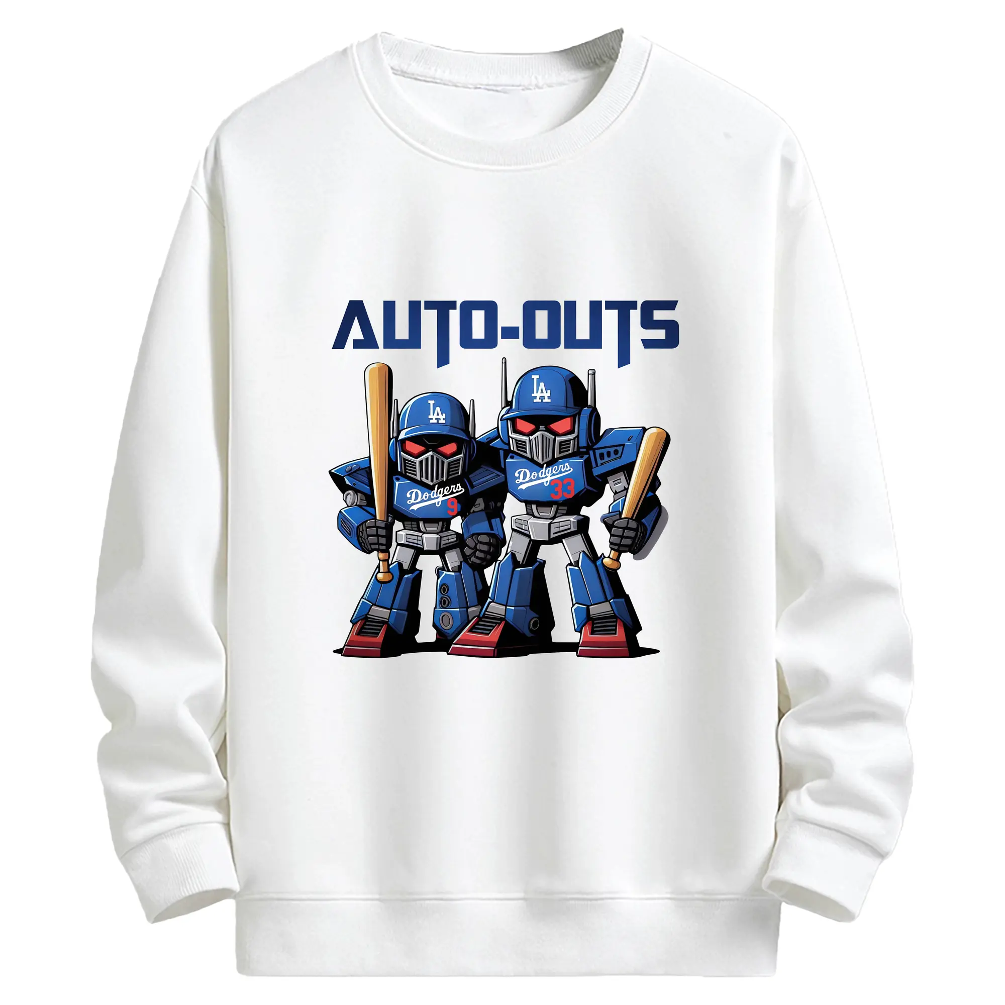Los Angeles Dodgers Baseball Auto Outs - Kids Crewneck Sweatshirt With Front Heat Transfer Print – 80% Cotton 20% Polyester – Soft, Durable & Comfortable – Ideal For Sports, Casual Wear & Everyday Activities