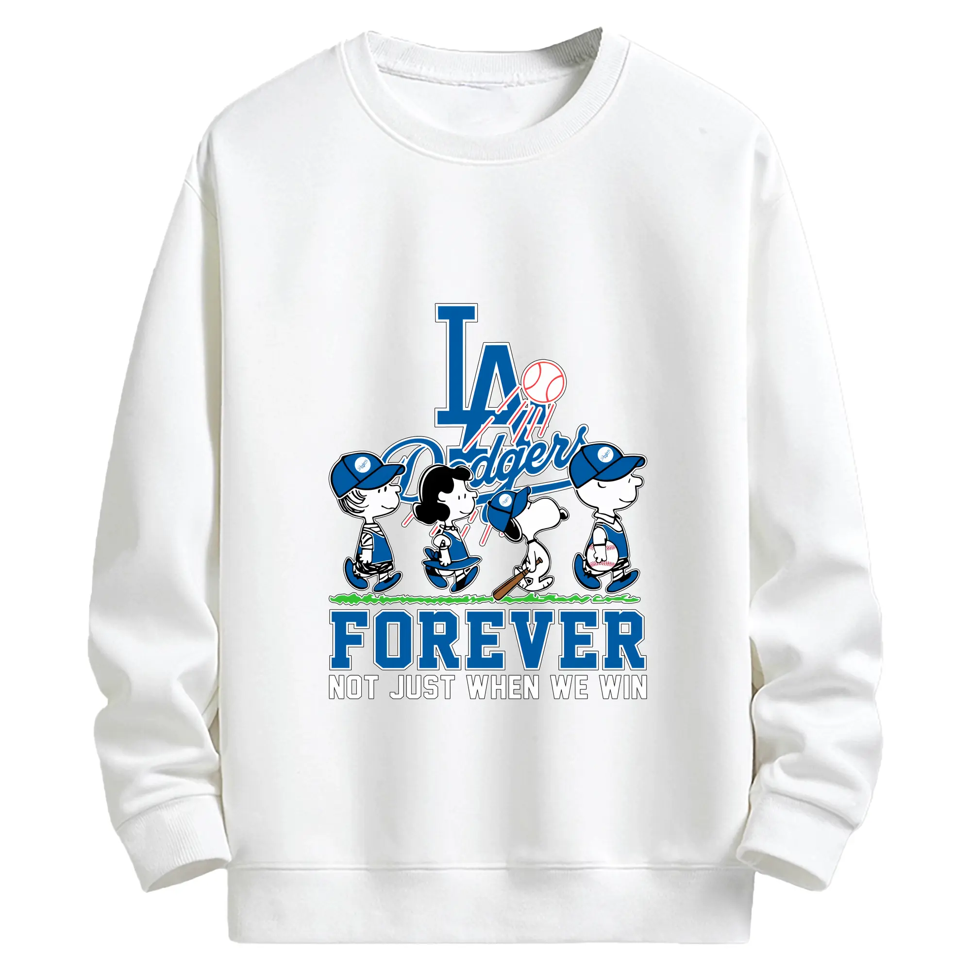 Los Angeles Dodgers Baseball Forever Not Just When We Win - Kids Crewneck Sweatshirt With Front Heat Transfer Print – 80% Cotton 20% Polyester – Soft, Durable & Comfortable – Ideal For Sports, Casual Wear & Everyday Activities