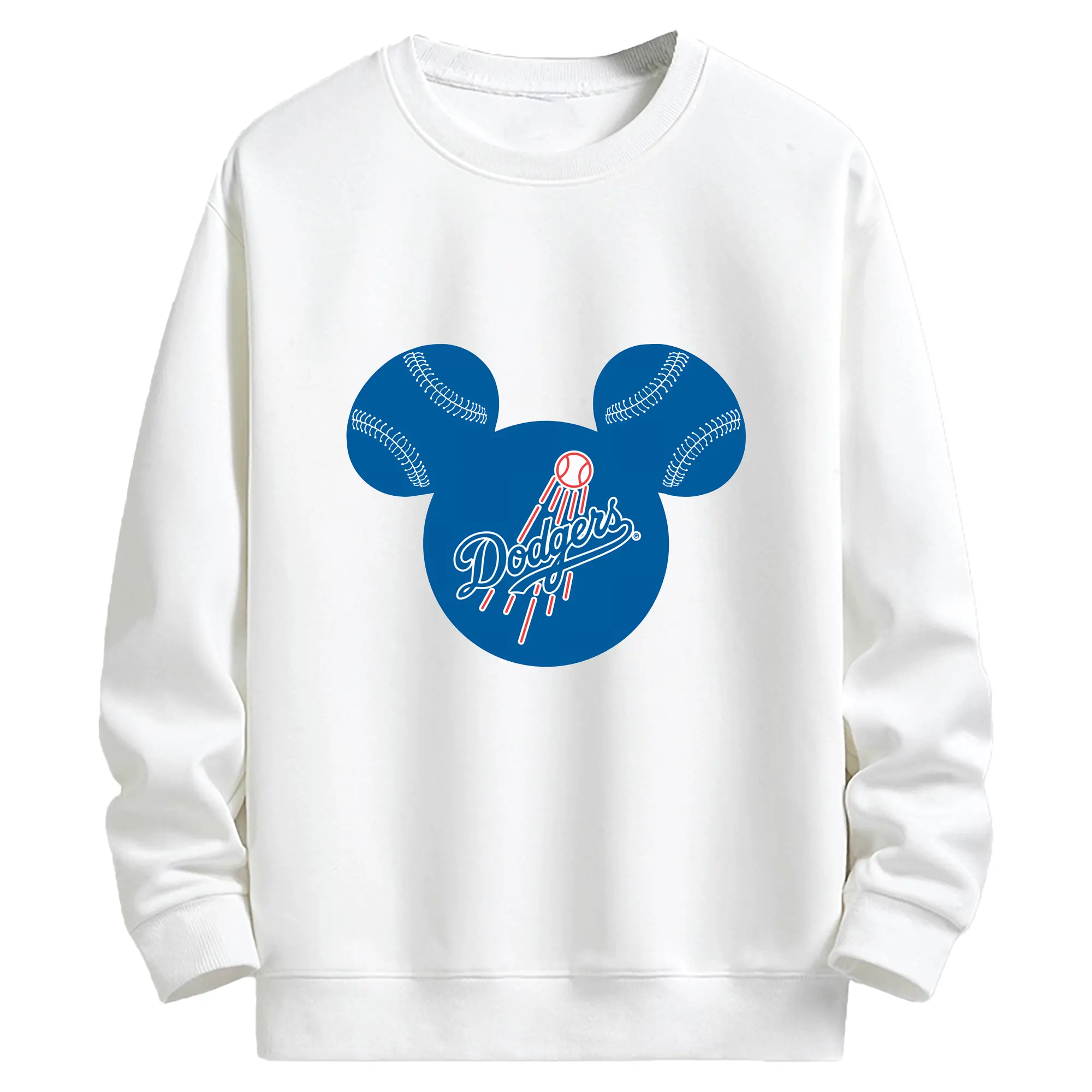 Los Angeles Dodgers Baseball Mickey Mouse - Kids Crewneck Sweatshirt With Front Heat Transfer Print – 80% Cotton 20% Polyester – Soft, Durable & Comfortable – Ideal For Sports, Casual Wear & Everyday Activities