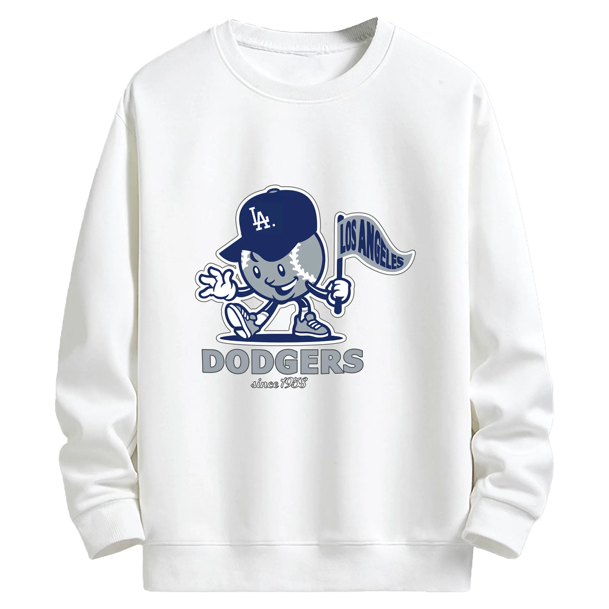 Los Angeles Dodgers Since 1958 Baseball - Kids Crewneck Sweatshirt With Front Heat Transfer Print – 80% Cotton 20% Polyester – Soft, Durable & Comfortable – Ideal For Sports, Casual Wear & Everyday Activities