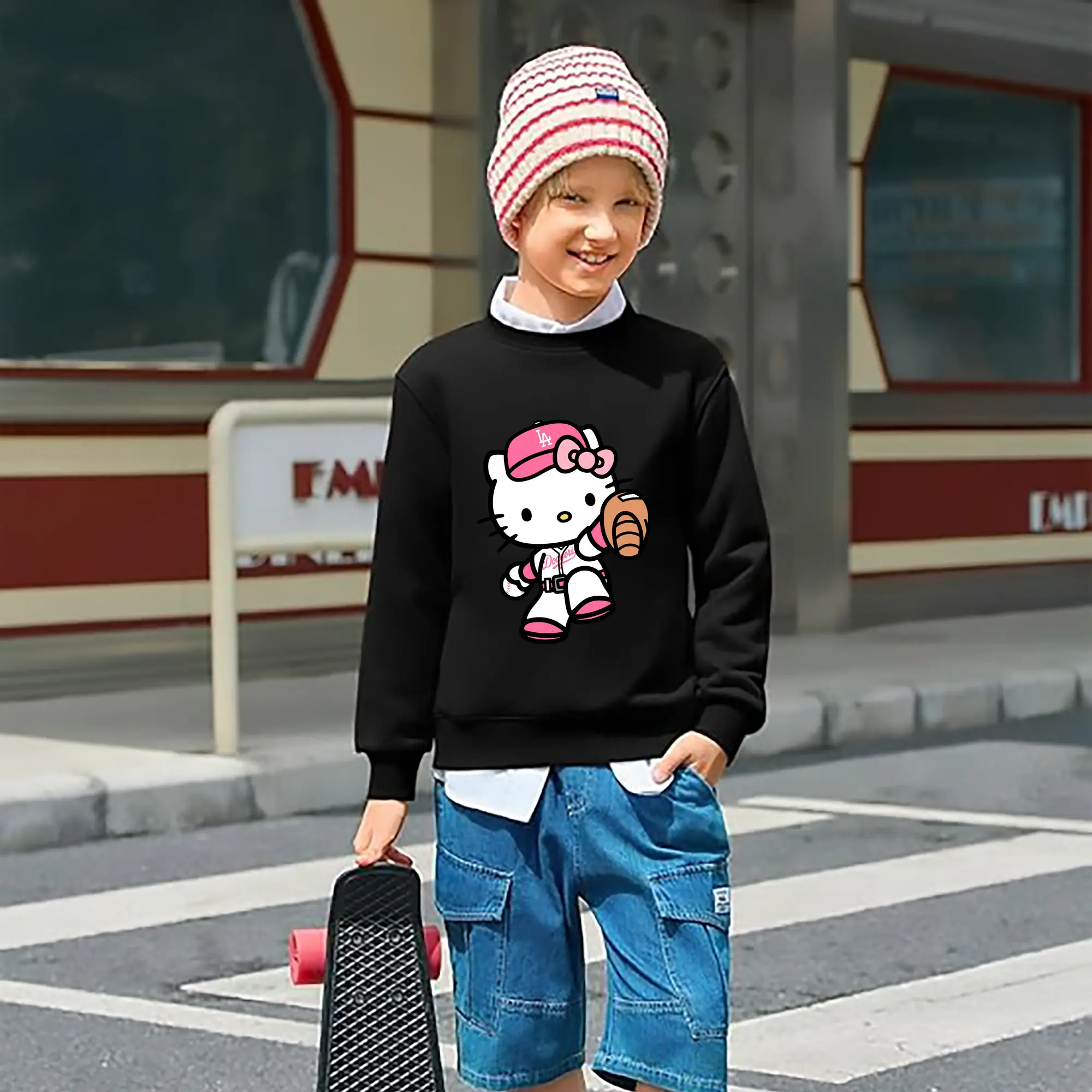 Pink Hello Kitty Play Baseball Los Angeles Dodgers