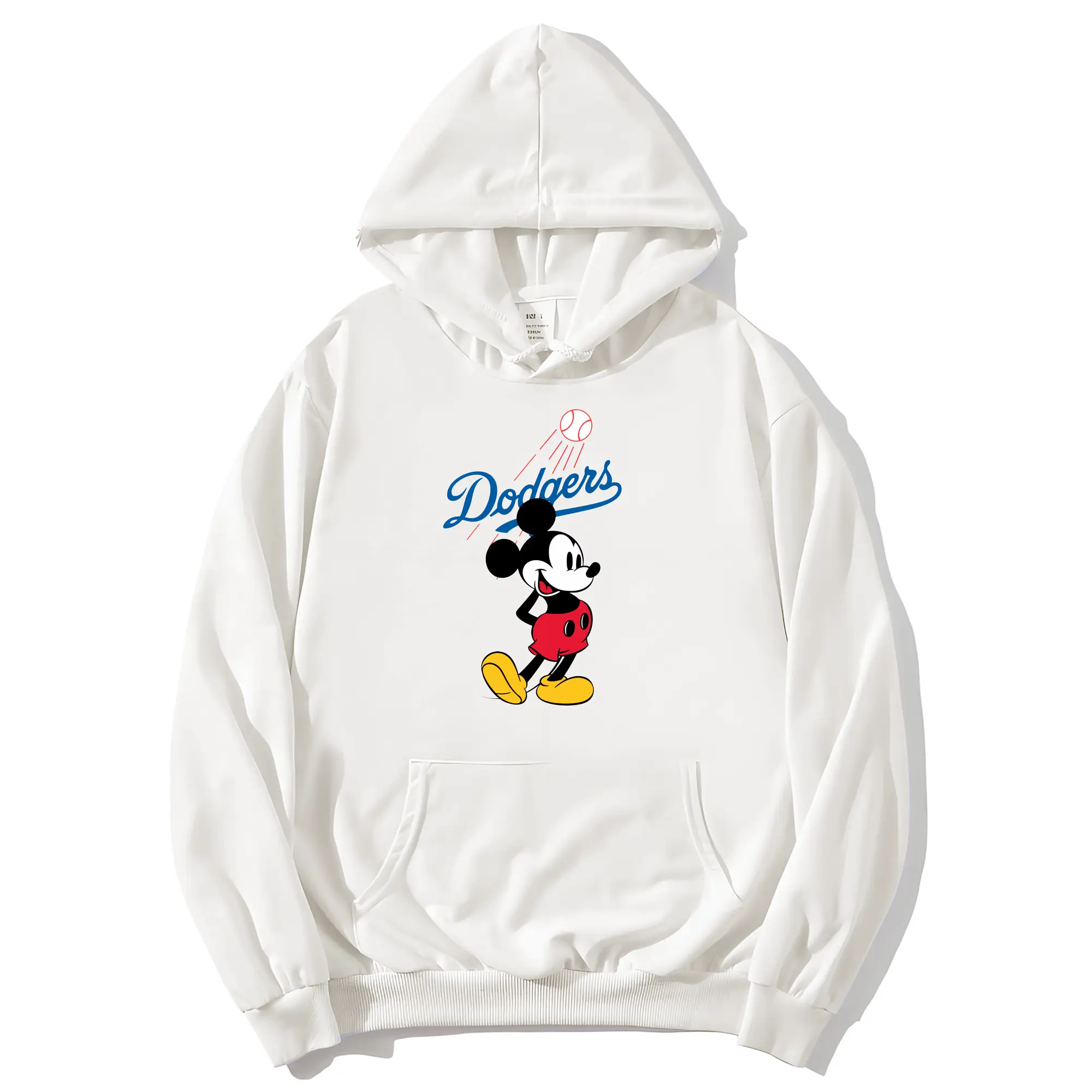 Baseball Mickey Mouse Los Angeles Dodgers - Premium Hoodie With Front Heat Transfer Print – 56.1% Cotton, 43.9% Polyester – Soft, Durable & Stylish – Perfect For Sports, Casual & Everyday Wear