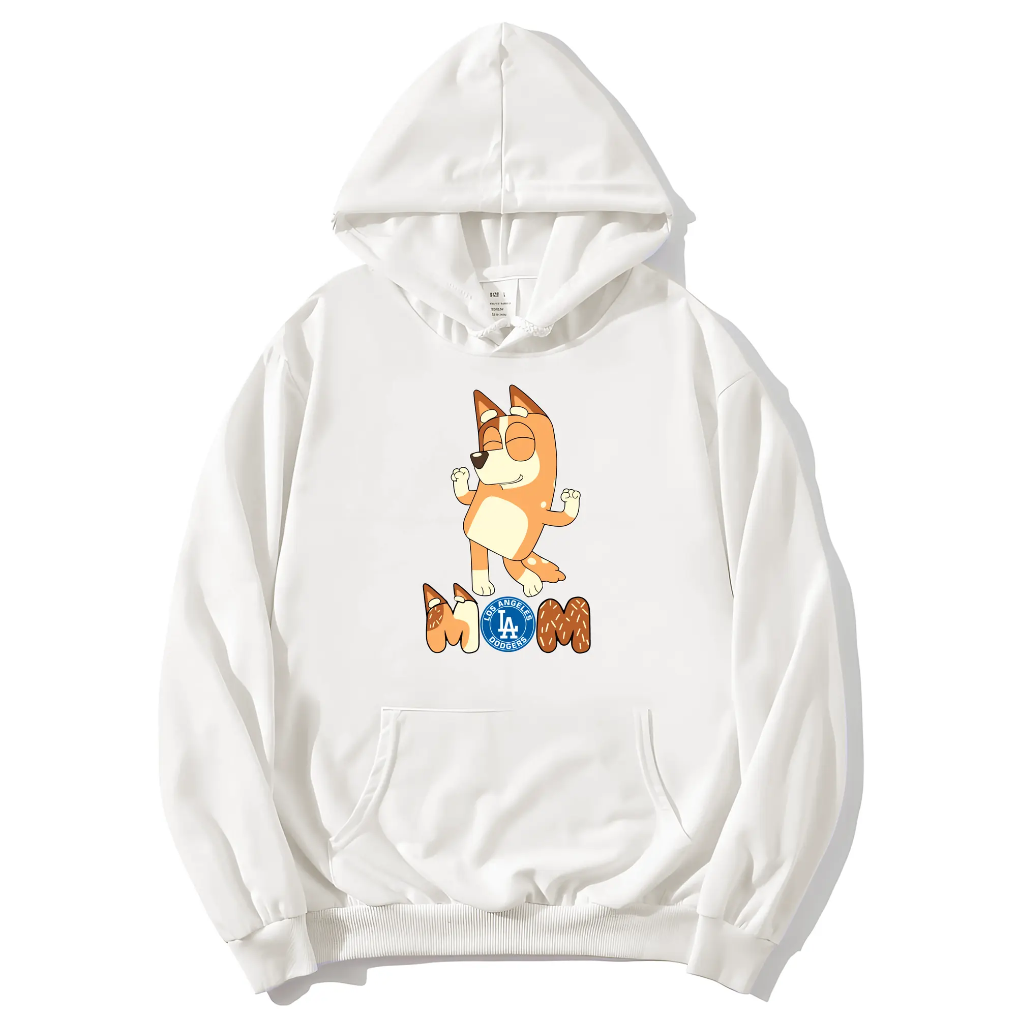 Bluey Mom Los Angeles Dodgers Baseball - Premium Hoodie With Front Heat Transfer Print – 56.1% Cotton, 43.9% Polyester – Soft, Durable & Stylish – Perfect For Sports, Casual & Everyday Wear