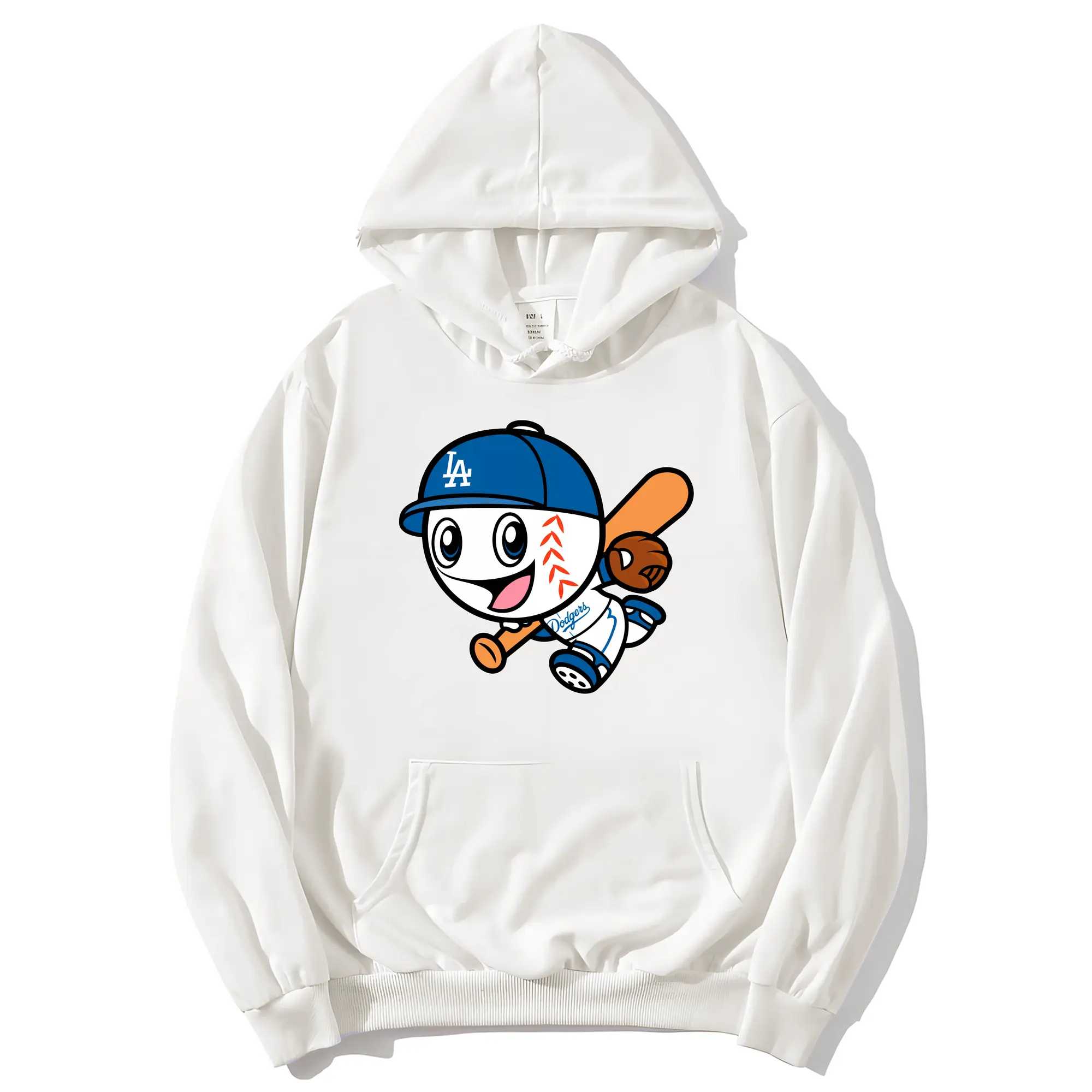 Cute Mr Dodger Running Play Baseball - Premium Hoodie With Front Heat Transfer Print – 56.1% Cotton, 43.9% Polyester – Soft, Durable & Stylish – Perfect For Sports, Casual & Everyday Wear