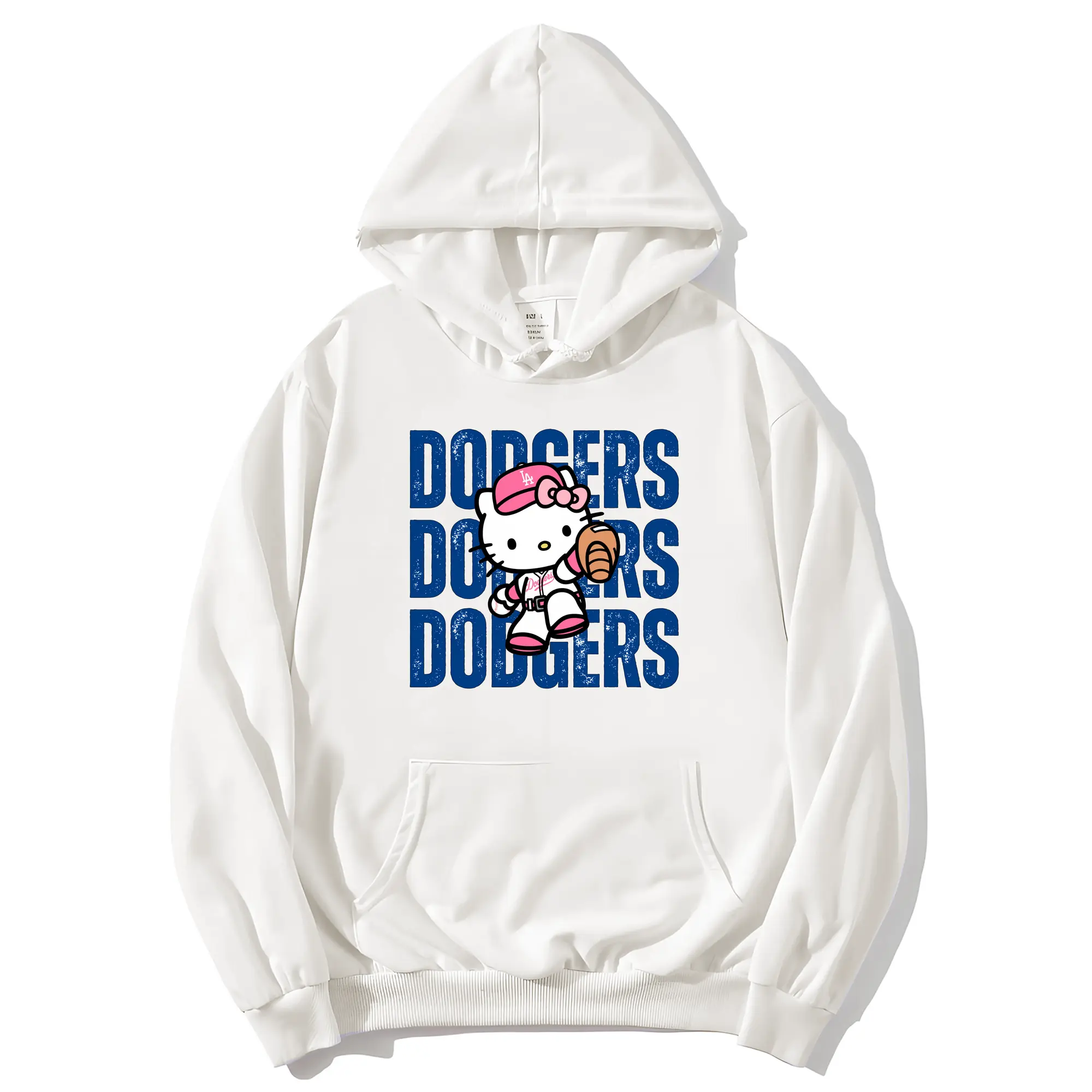 Dodgers Baseball Hello Kitty - Premium Hoodie With Front Heat Transfer Print – 56.1% Cotton, 43.9% Polyester – Soft, Durable & Stylish – Perfect For Sports, Casual & Everyday Wear