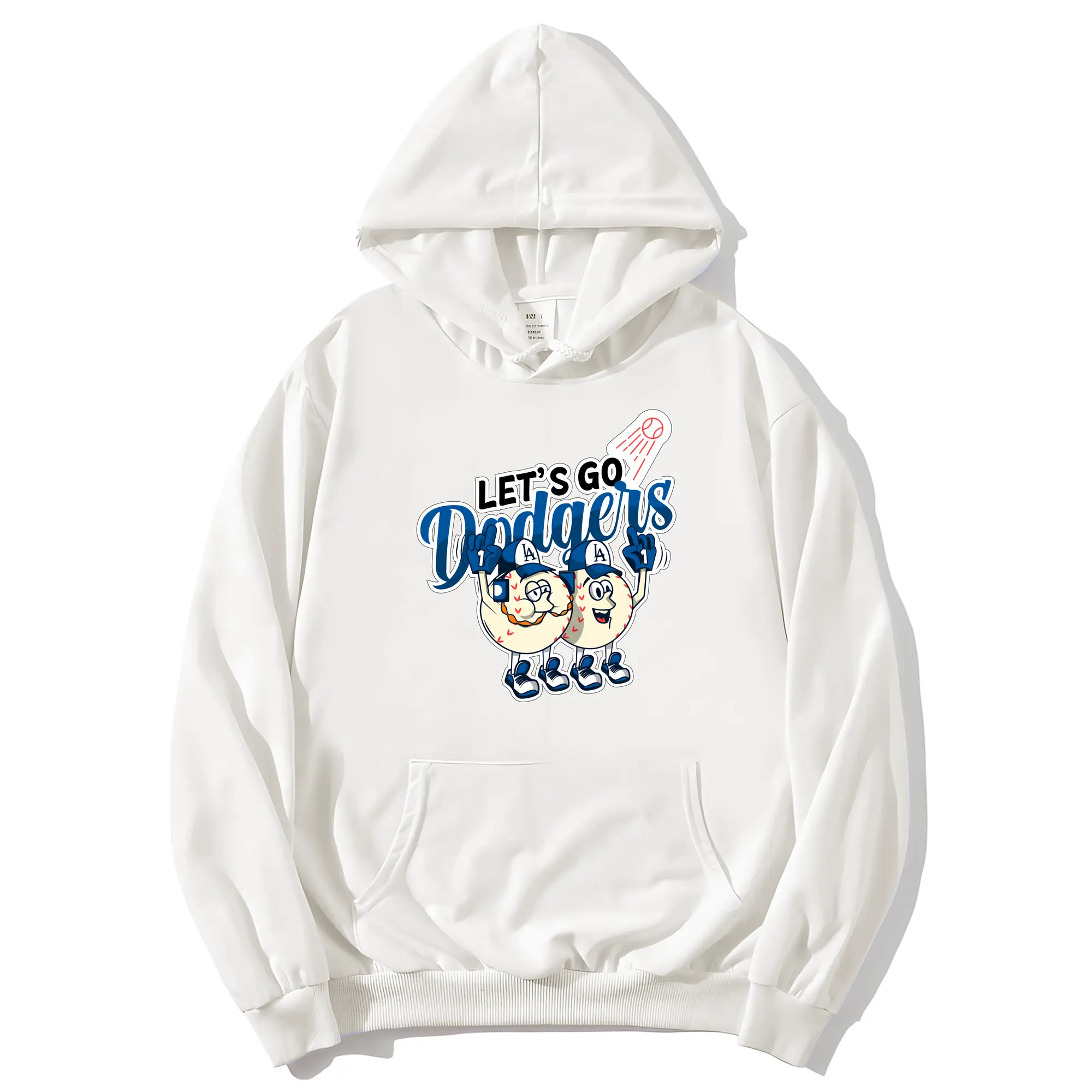Lets Go Dodgers Baseball - Premium Hoodie With Front Heat Transfer Print – 56.1% Cotton, 43.9% Polyester – Soft, Durable & Stylish – Perfect For Sports, Casual & Everyday Wear