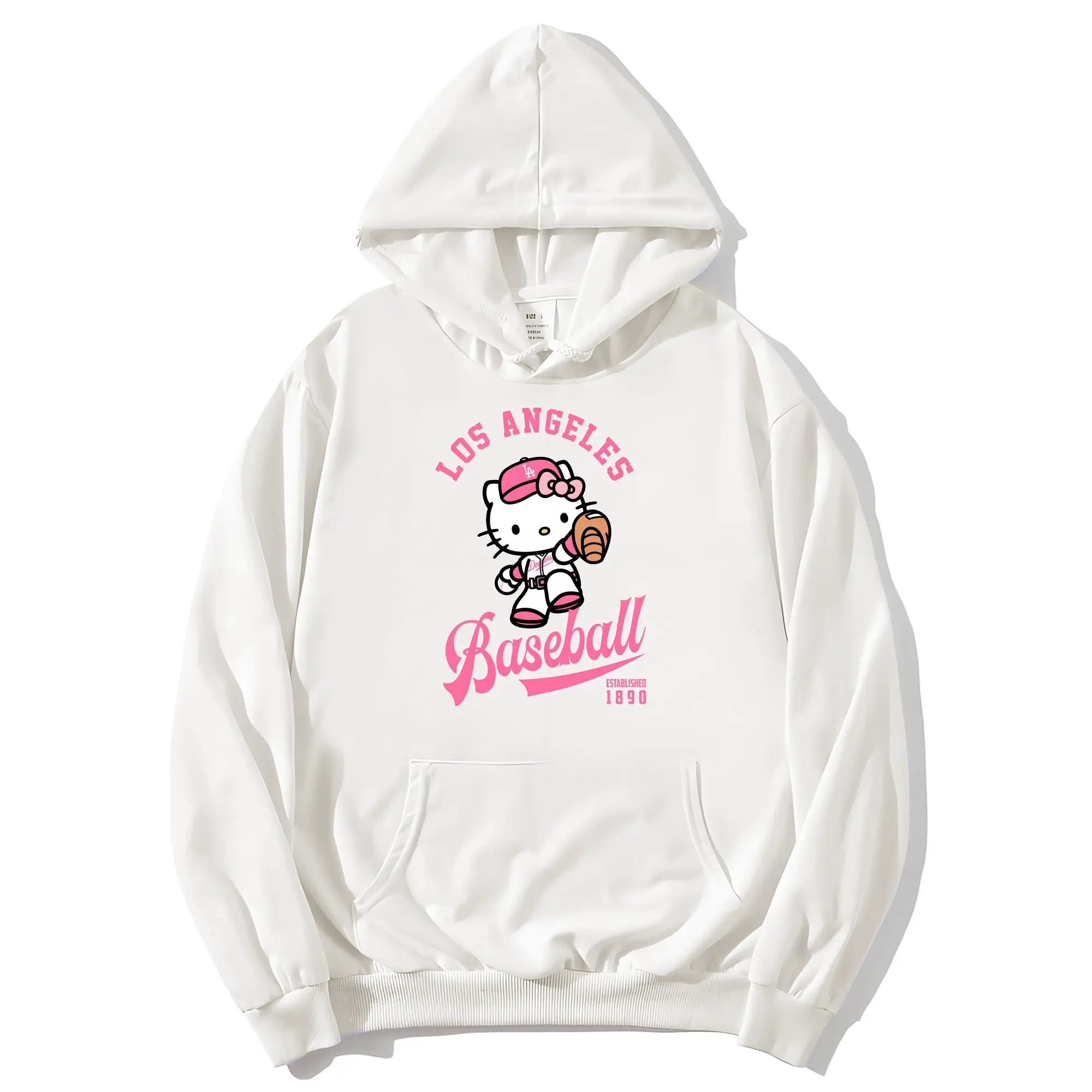 Los Angeles Baseball Hello Kitty - Premium Hoodie With Front Heat Transfer Print – 56.1% Cotton, 43.9% Polyester – Soft, Durable & Stylish – Perfect For Sports, Casual & Everyday Wear