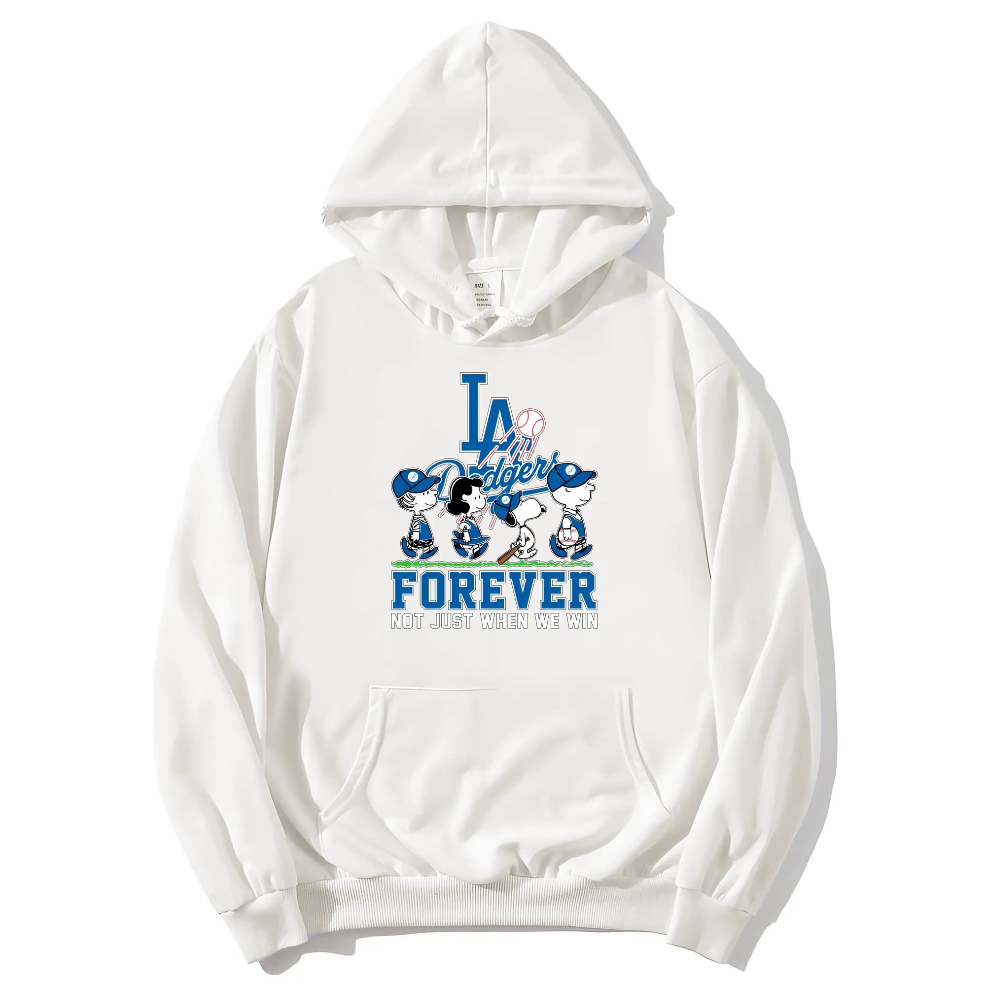 Los Angeles Dodgers Baseball Forever Not Just When We Win - Premium Hoodie With Front Heat Transfer Print – 56.1% Cotton, 43.9% Polyester – Soft, Durable & Stylish – Perfect For Sports, Casual & Everyday Wear