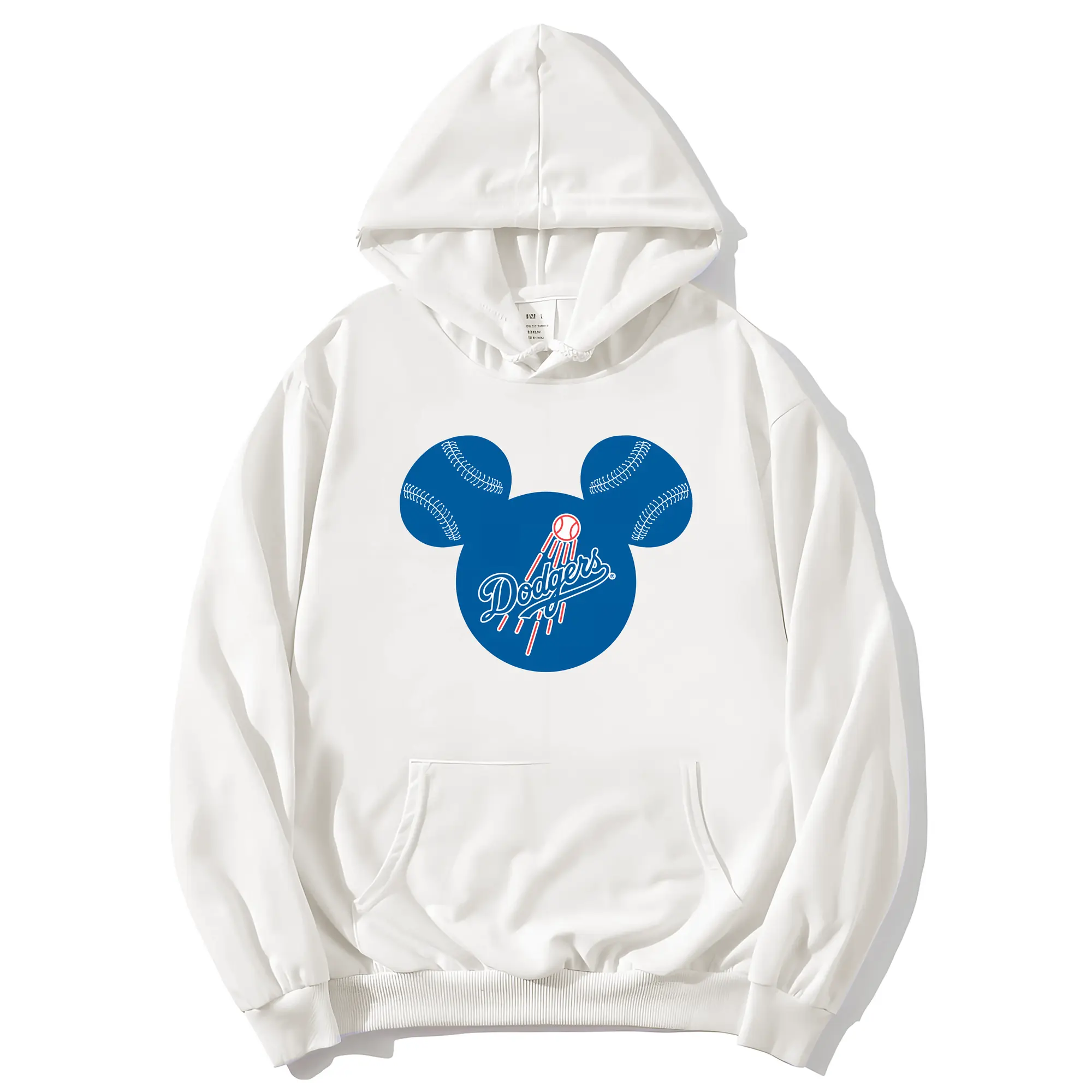 Los Angeles Dodgers Baseball Mickey Mouse - Premium Hoodie With Front Heat Transfer Print – 56.1% Cotton, 43.9% Polyester – Soft, Durable & Stylish – Perfect For Sports, Casual & Everyday Wear