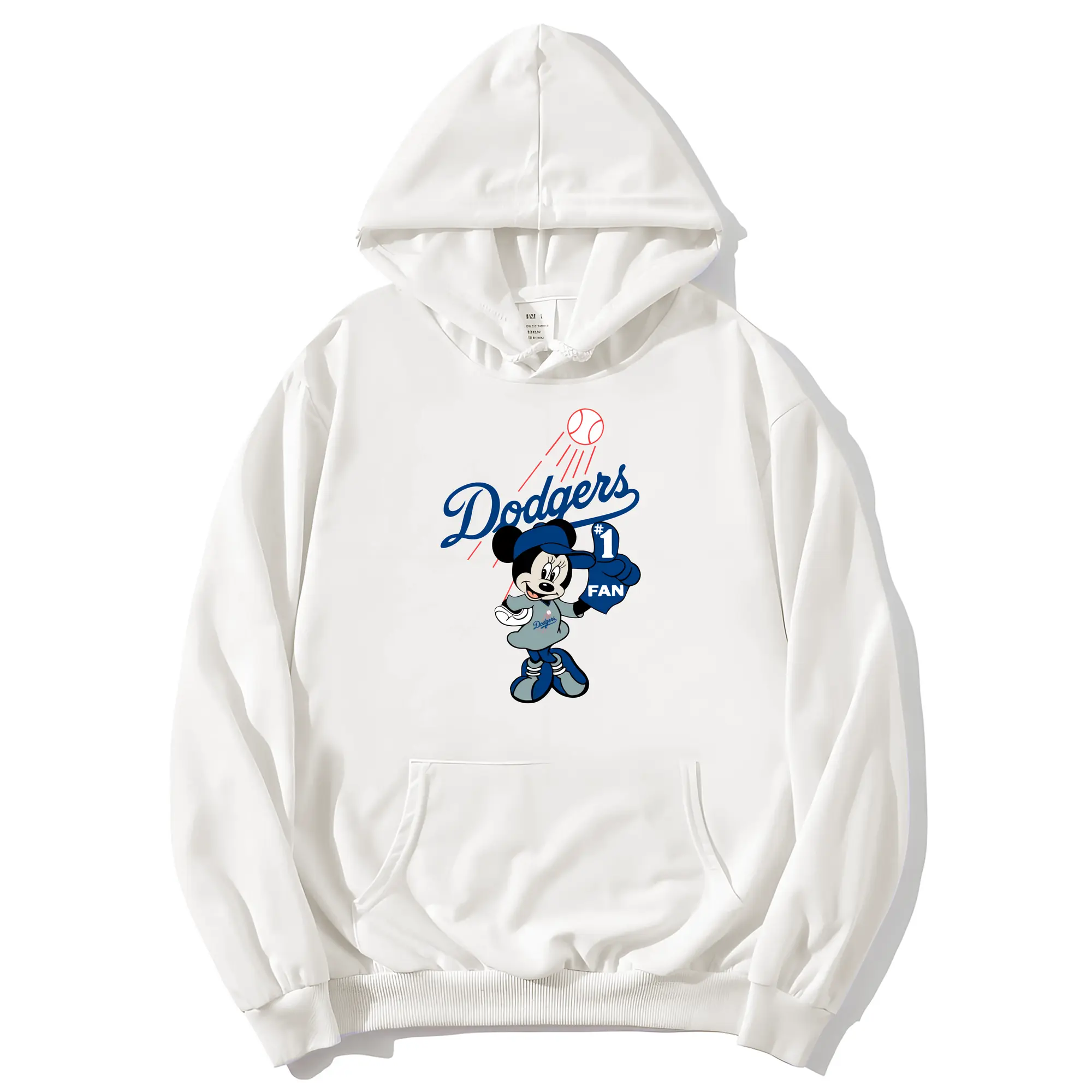 Minnie Mouse Los Angeles Dodgers Baseball - Premium Hoodie With Front Heat Transfer Print – 56.1% Cotton, 43.9% Polyester – Soft, Durable & Stylish – Perfect For Sports, Casual & Everyday Wear