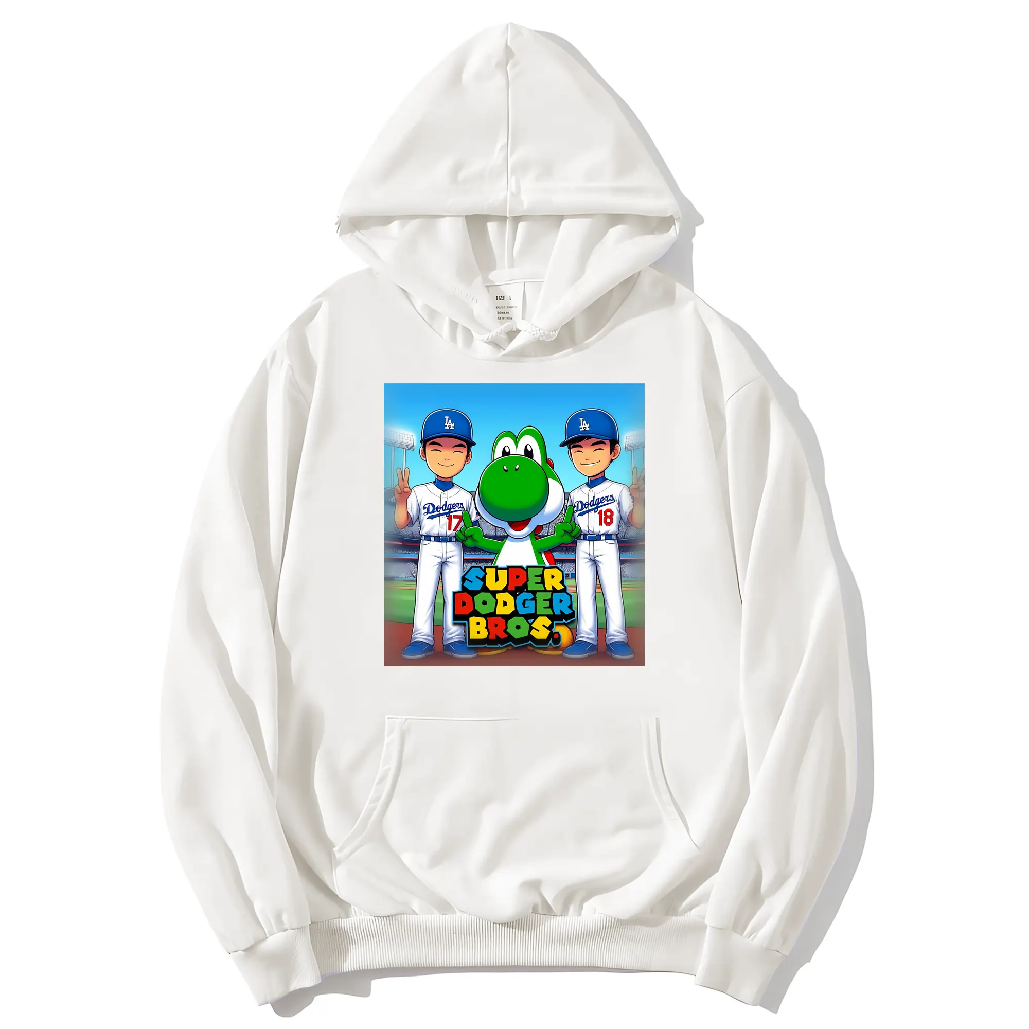 The Super Dodger Bros Los Angeles Baseball - Premium Hoodie With Front Heat Transfer Print – 56.1% Cotton, 43.9% Polyester – Soft, Durable & Stylish – Perfect For Sports, Casual & Everyday Wear