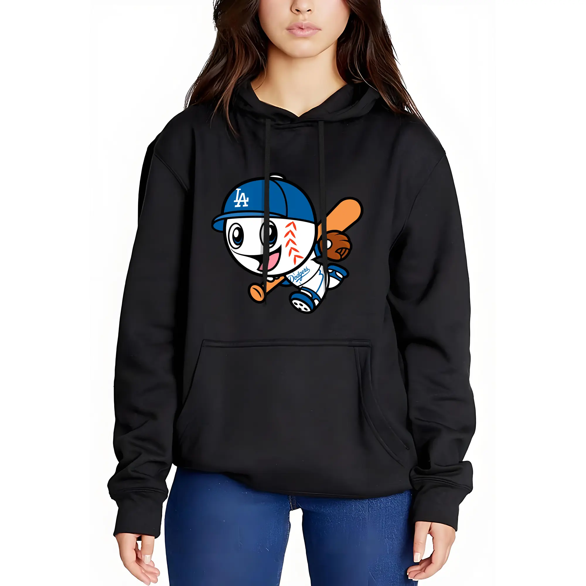 Cute Mr Dodger Running Play Baseball