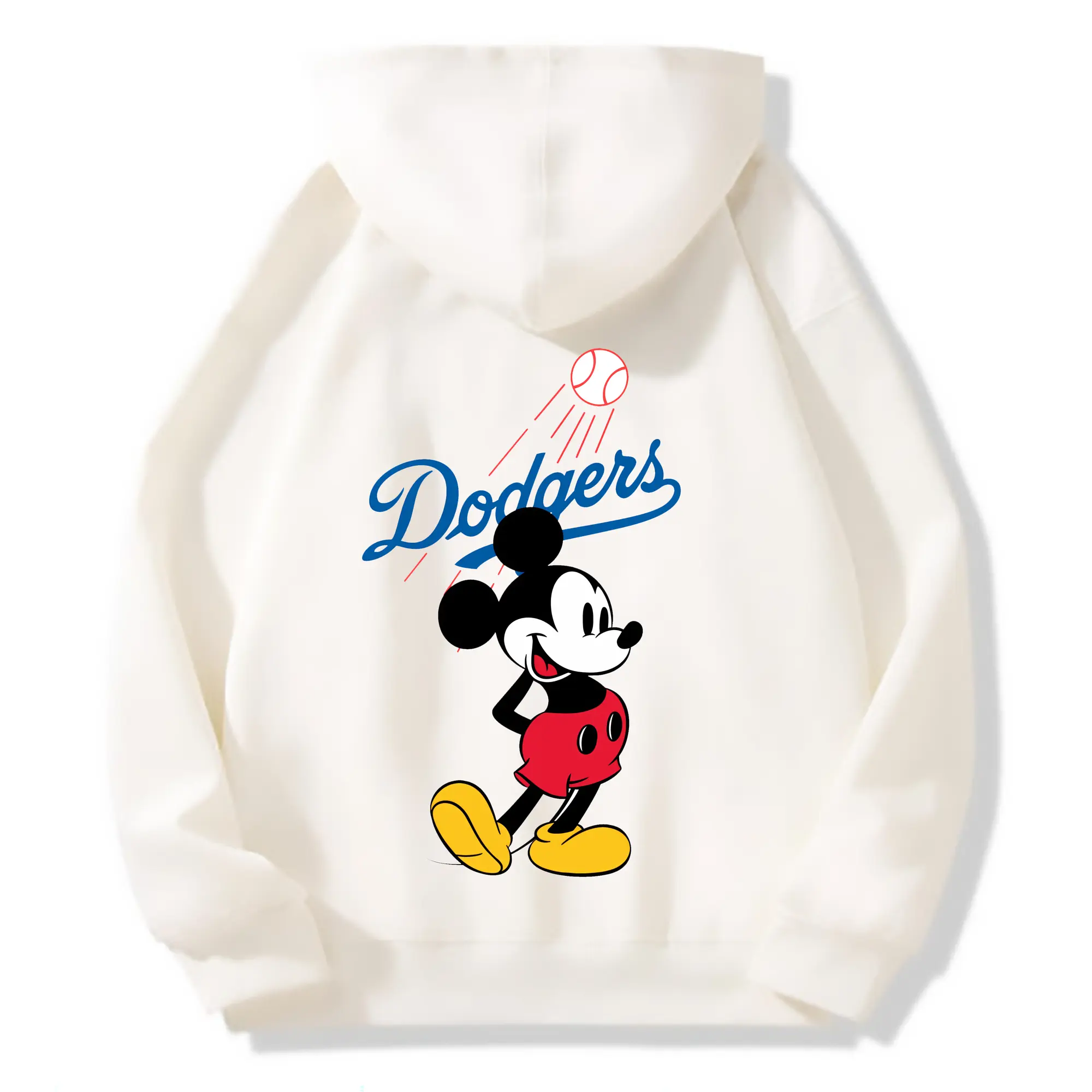 Baseball Mickey Mouse Los Angeles Dodgers - Premium Hoodie With Back Heat Transfer Print – 56.1% Cotton, 43.9% Polyester – Soft, Durable & Stylish – Perfect For Sports, Casual & Everyday Wear