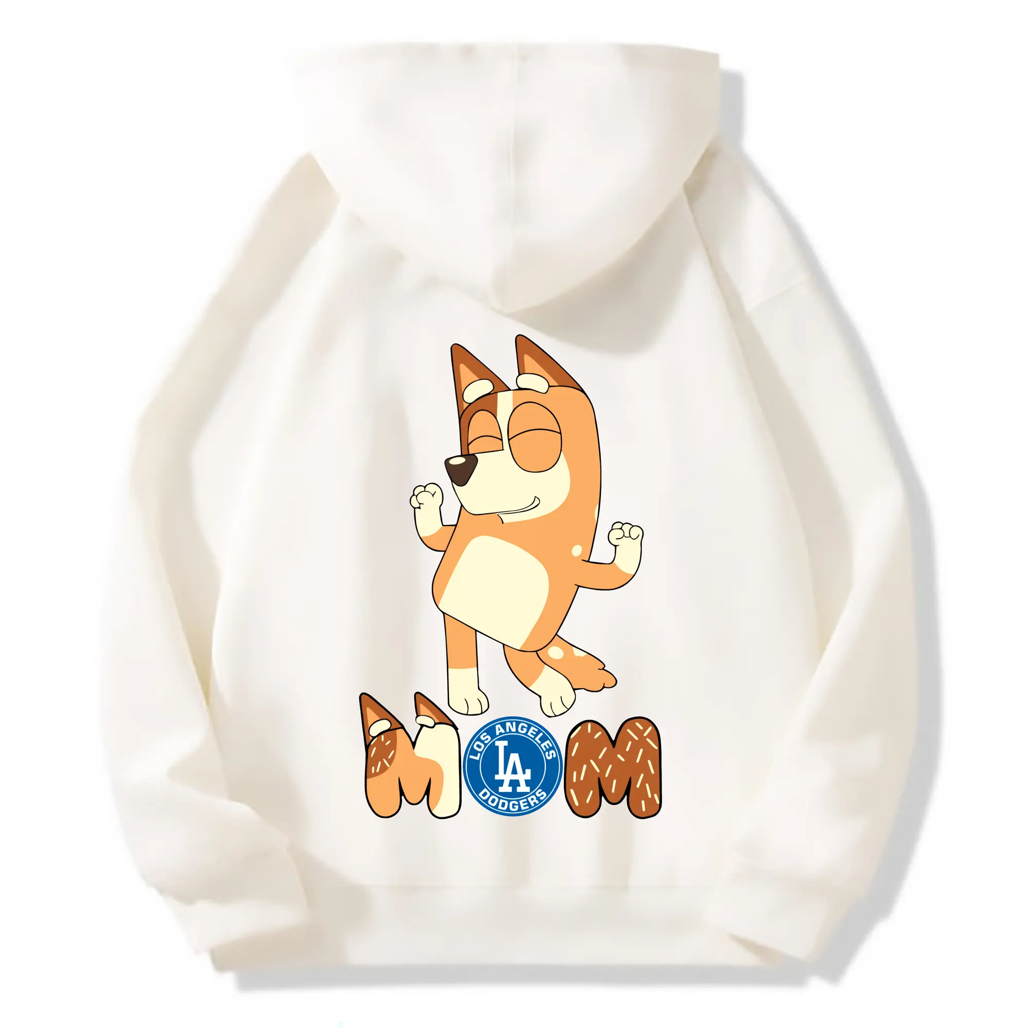 Bluey Mom Los Angeles Dodgers Baseball - Premium Hoodie With Back Heat Transfer Print – 56.1% Cotton, 43.9% Polyester – Soft, Durable & Stylish – Perfect For Sports, Casual & Everyday Wear