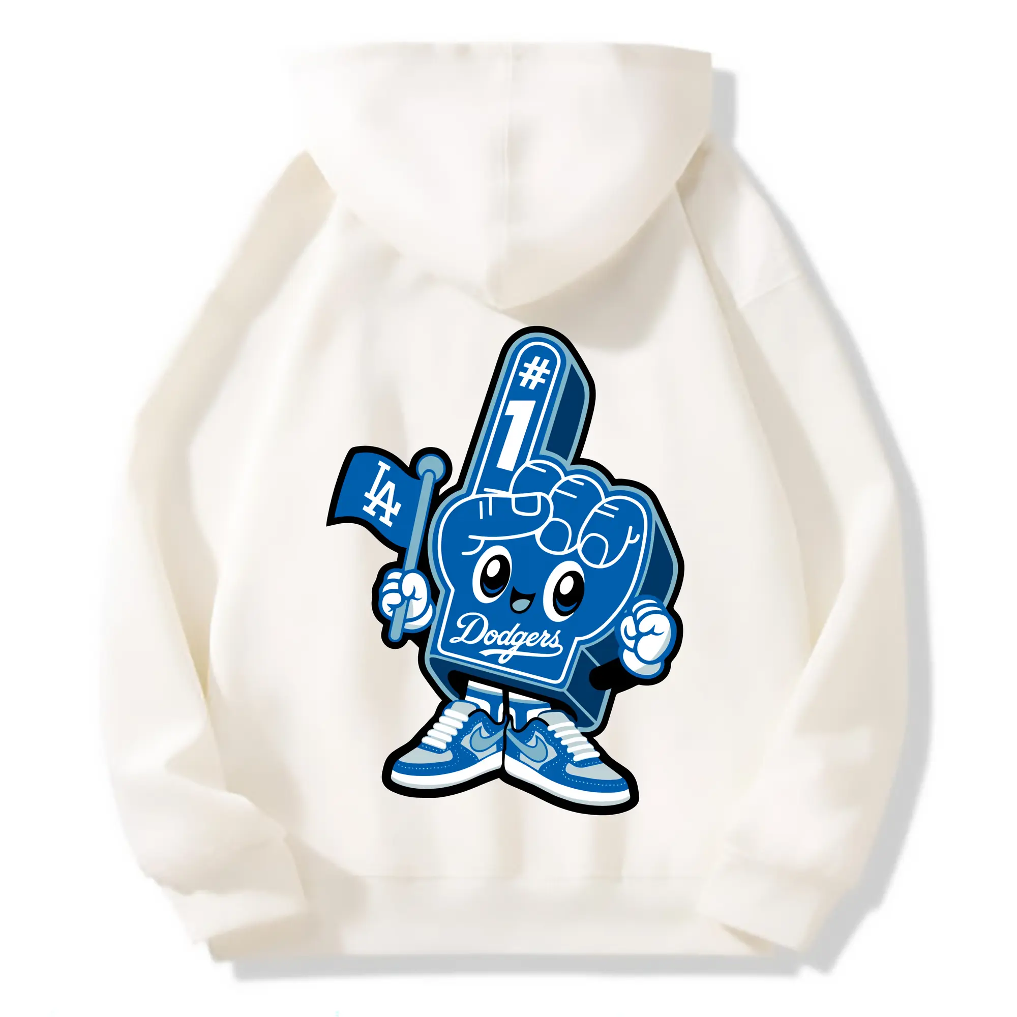 Cute Mr Dodger Foam Finger - Premium Hoodie With Back Heat Transfer Print – 56.1% Cotton, 43.9% Polyester – Soft, Durable & Stylish – Perfect For Sports, Casual & Everyday Wear