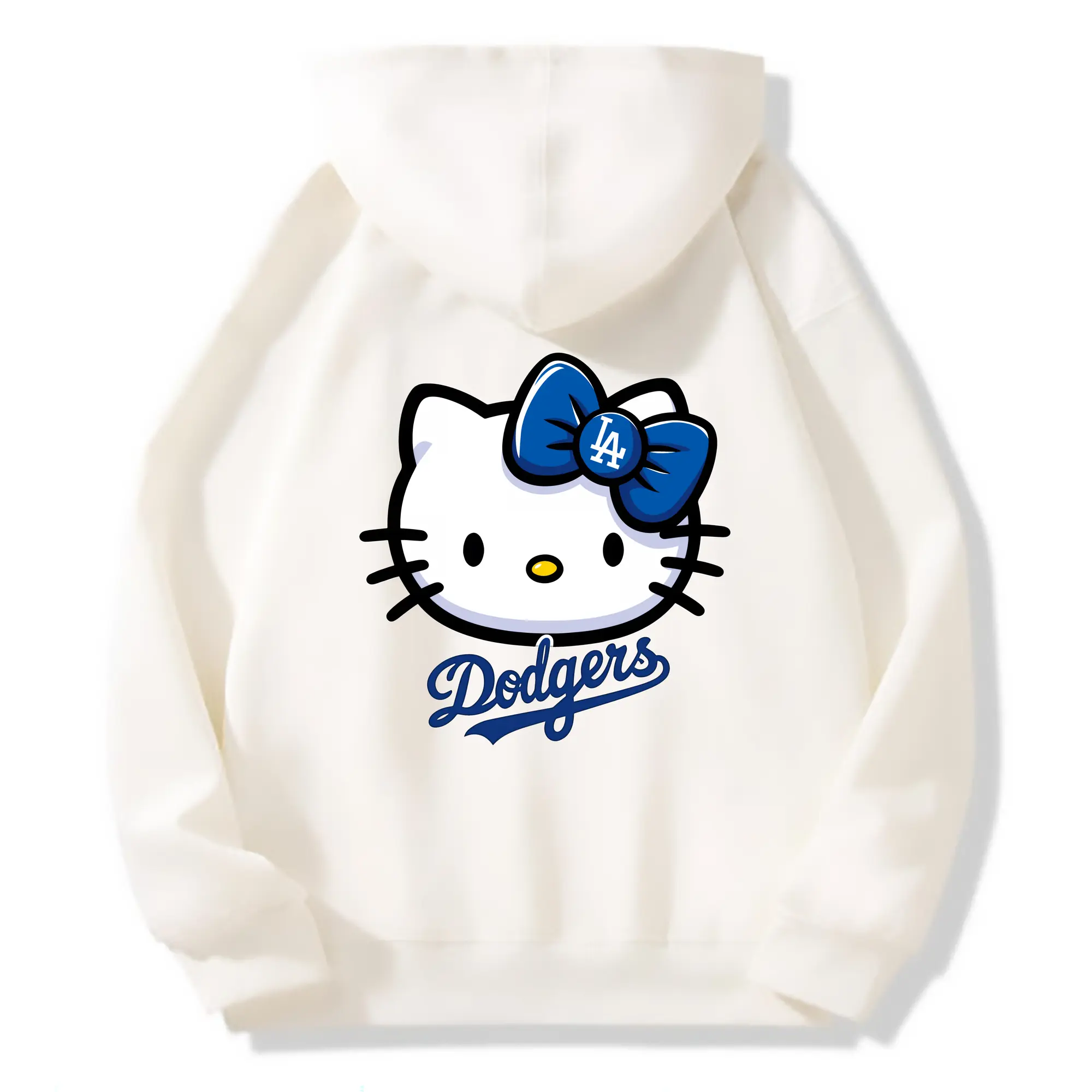 Hello Kitty Baseball LA Dodgers - Premium Hoodie With Back Heat Transfer Print – 56.1% Cotton, 43.9% Polyester – Soft, Durable & Stylish – Perfect For Sports, Casual & Everyday Wear