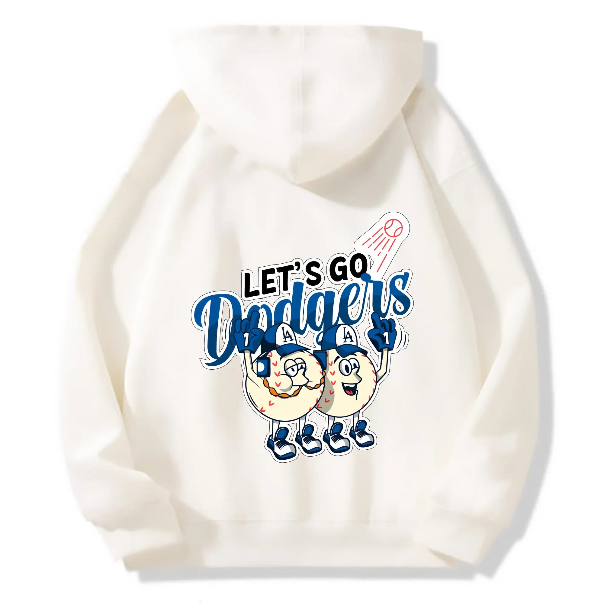Lets Go Dodgers Baseball - Premium Hoodie With Back Heat Transfer Print – 56.1% Cotton, 43.9% Polyester – Soft, Durable & Stylish – Perfect For Sports, Casual & Everyday Wear