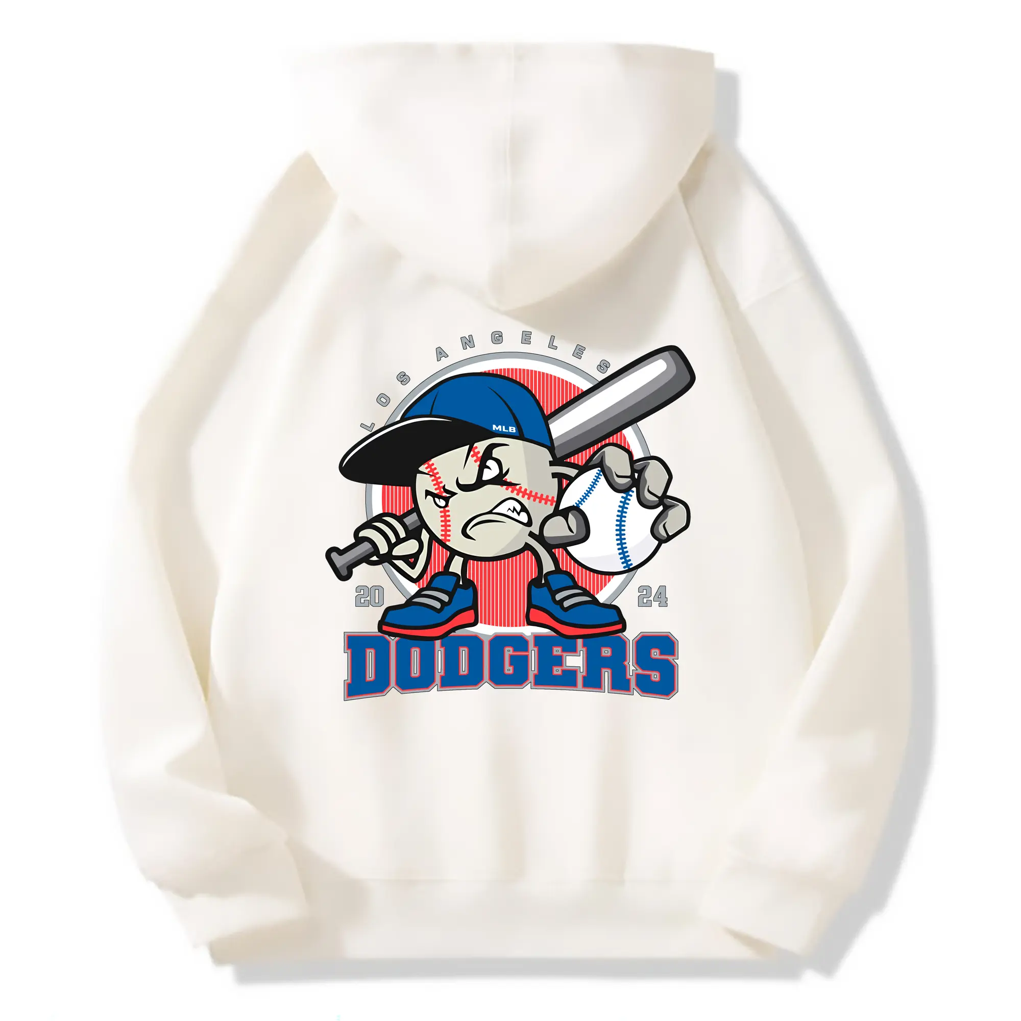 Los Angeles Baseball 2024 Season Dodgers - Premium Hoodie With Back Heat Transfer Print – 56.1% Cotton, 43.9% Polyester – Soft, Durable & Stylish – Perfect For Sports, Casual & Everyday Wear