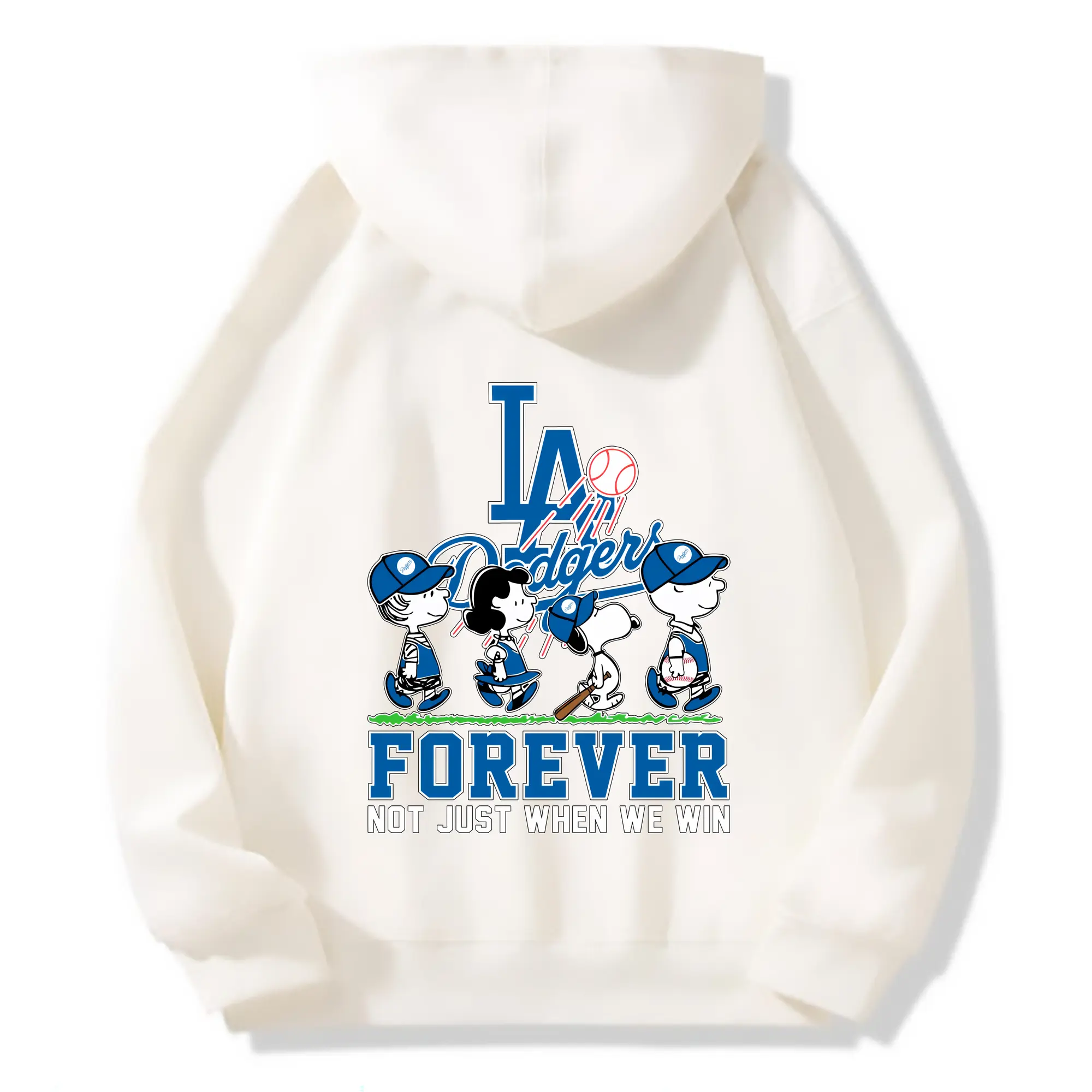 Los Angeles Dodgers Baseball Forever Not Just When We Win - Premium Hoodie With Back Heat Transfer Print – 56.1% Cotton, 43.9% Polyester – Soft, Durable & Stylish – Perfect For Sports, Casual & Everyday Wear