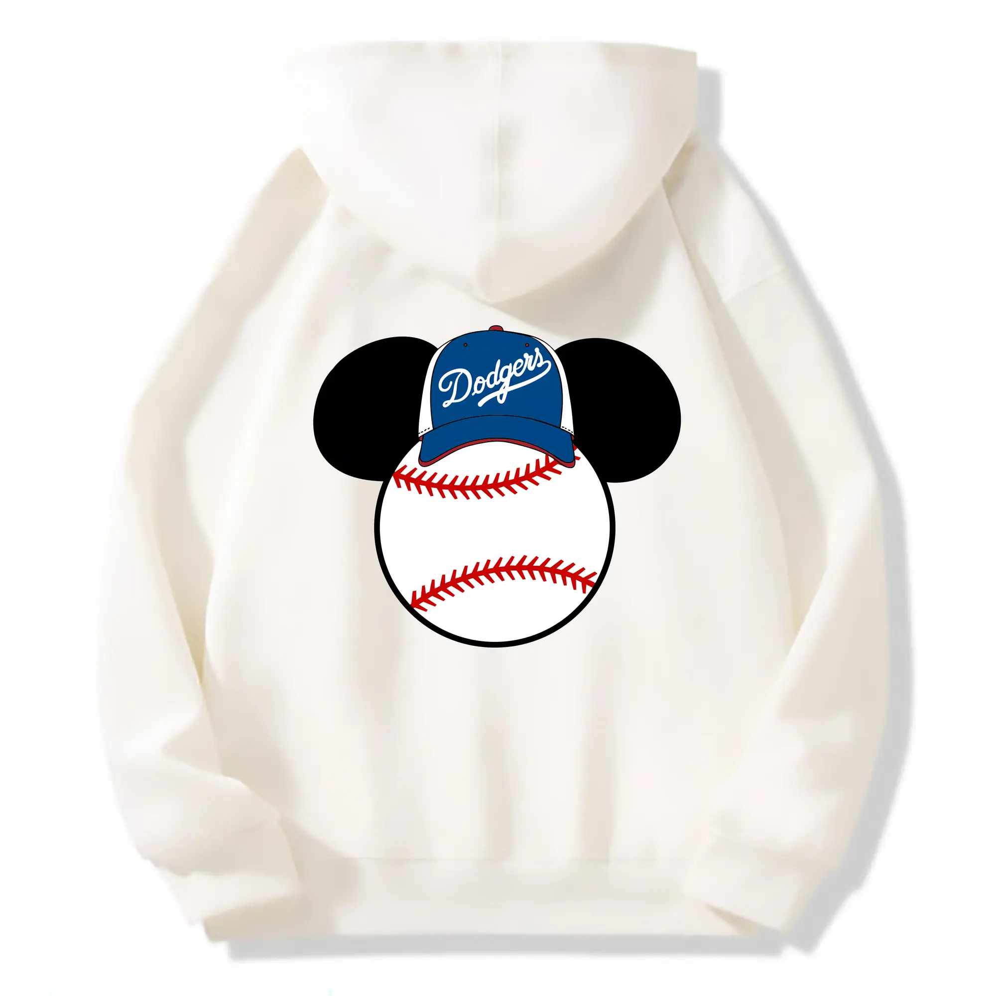 Los Angeles Dodgers Mickey Mouse Head - Premium Hoodie With Back Heat Transfer Print – 56.1% Cotton, 43.9% Polyester – Soft, Durable & Stylish – Perfect For Sports, Casual & Everyday Wear