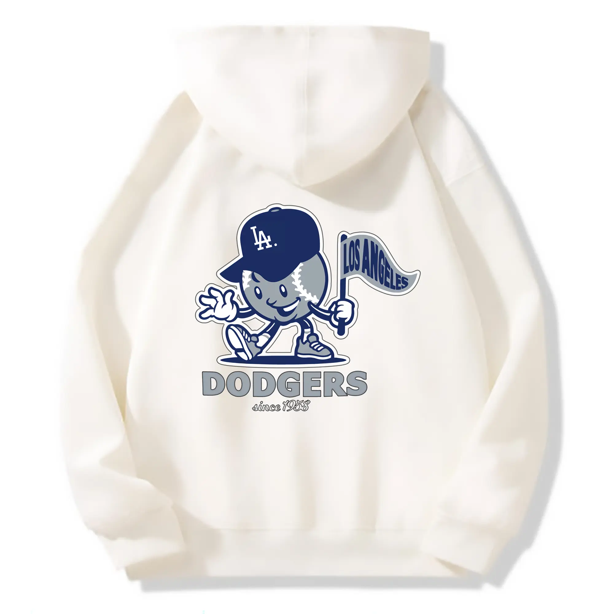 Los Angeles Dodgers Since 1958 Baseball - Premium Hoodie With Back Heat Transfer Print – 56.1% Cotton, 43.9% Polyester – Soft, Durable & Stylish – Perfect For Sports, Casual & Everyday Wear