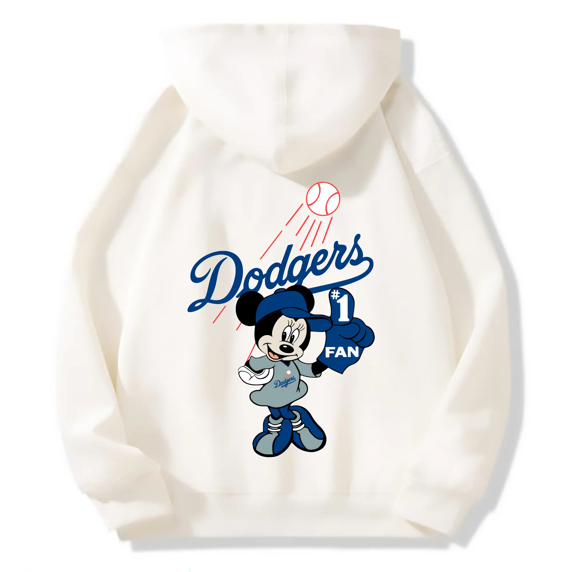 Minnie Mouse Los Angeles Dodgers Baseball - Premium Hoodie With Back Heat Transfer Print – 56.1% Cotton, 43.9% Polyester – Soft, Durable & Stylish – Perfect For Sports, Casual & Everyday Wear