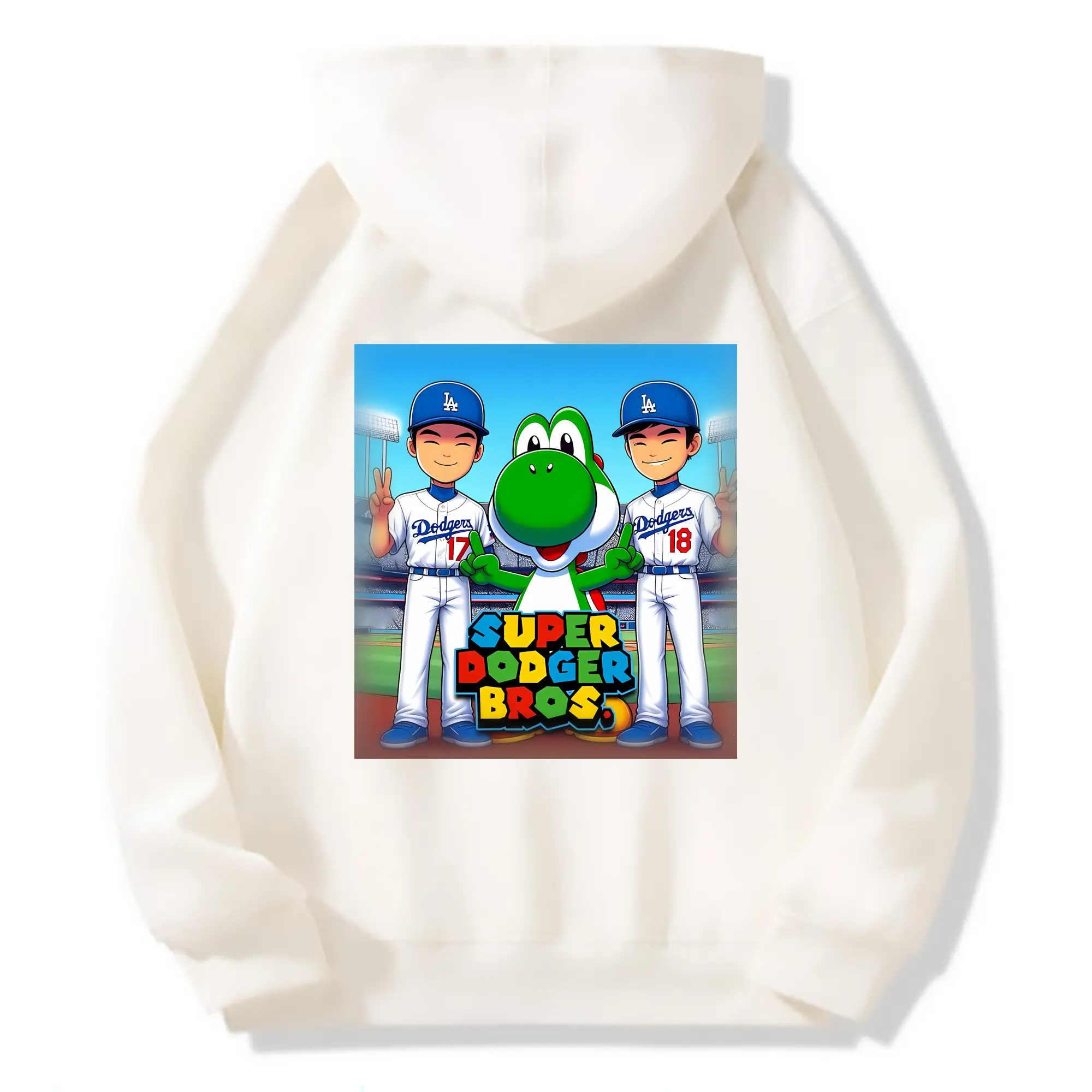 The Super Dodger Bros Los Angeles Baseball - Premium Hoodie With Back Heat Transfer Print – 56.1% Cotton, 43.9% Polyester – Soft, Durable & Stylish – Perfect For Sports, Casual & Everyday Wear