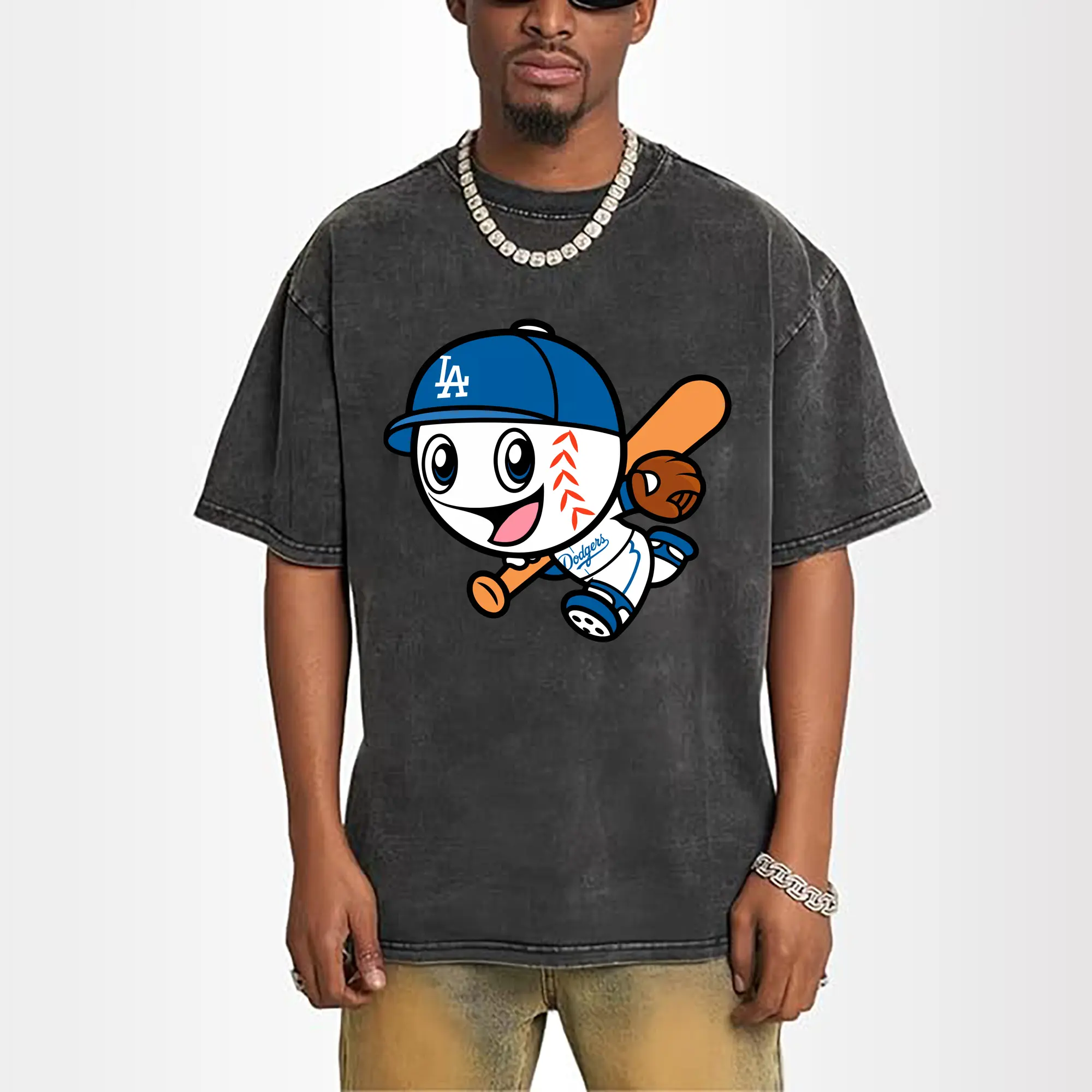 Cute Mr Dodger Running Play Baseball