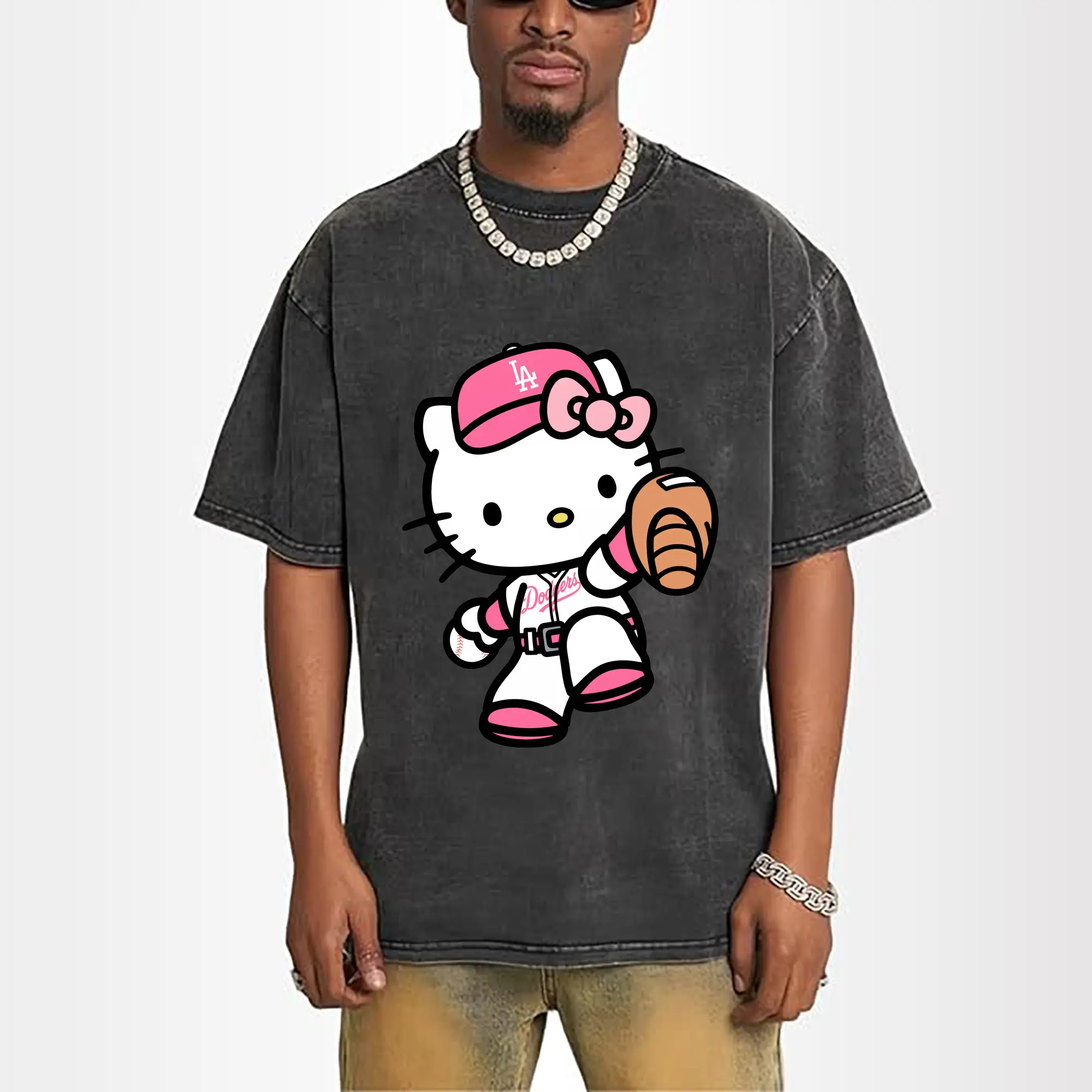 Pink Hello Kitty Play Baseball Los Angeles Dodgers