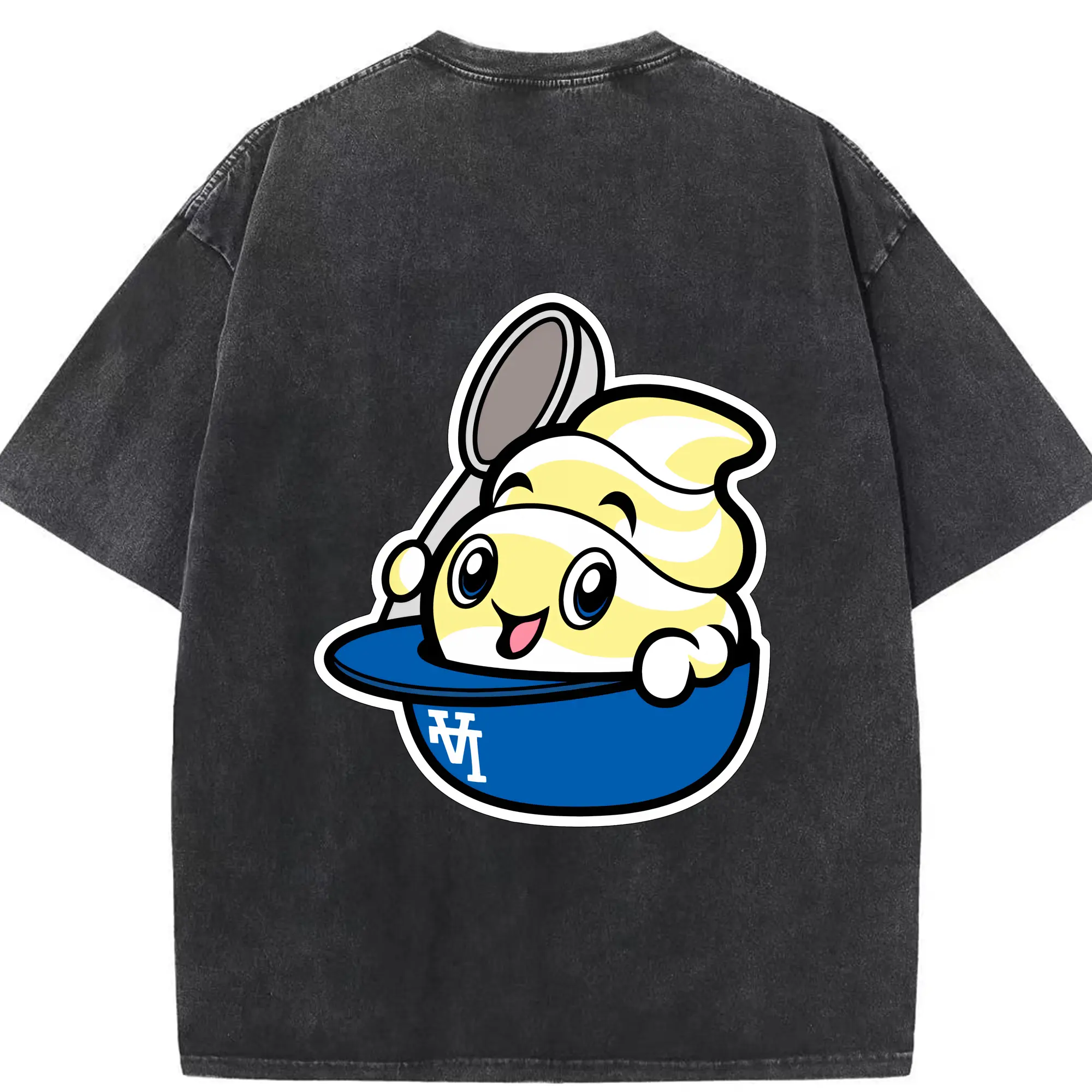 Dole Whip Dodgers Los Angeles Baseball - Washed Vintage 230g Cotton Oversized T-Shirt With Back Heat Transfer Print – Soft, Lightweight & Stylish – Comfortable Casual Wear For Sports & Everyday Use